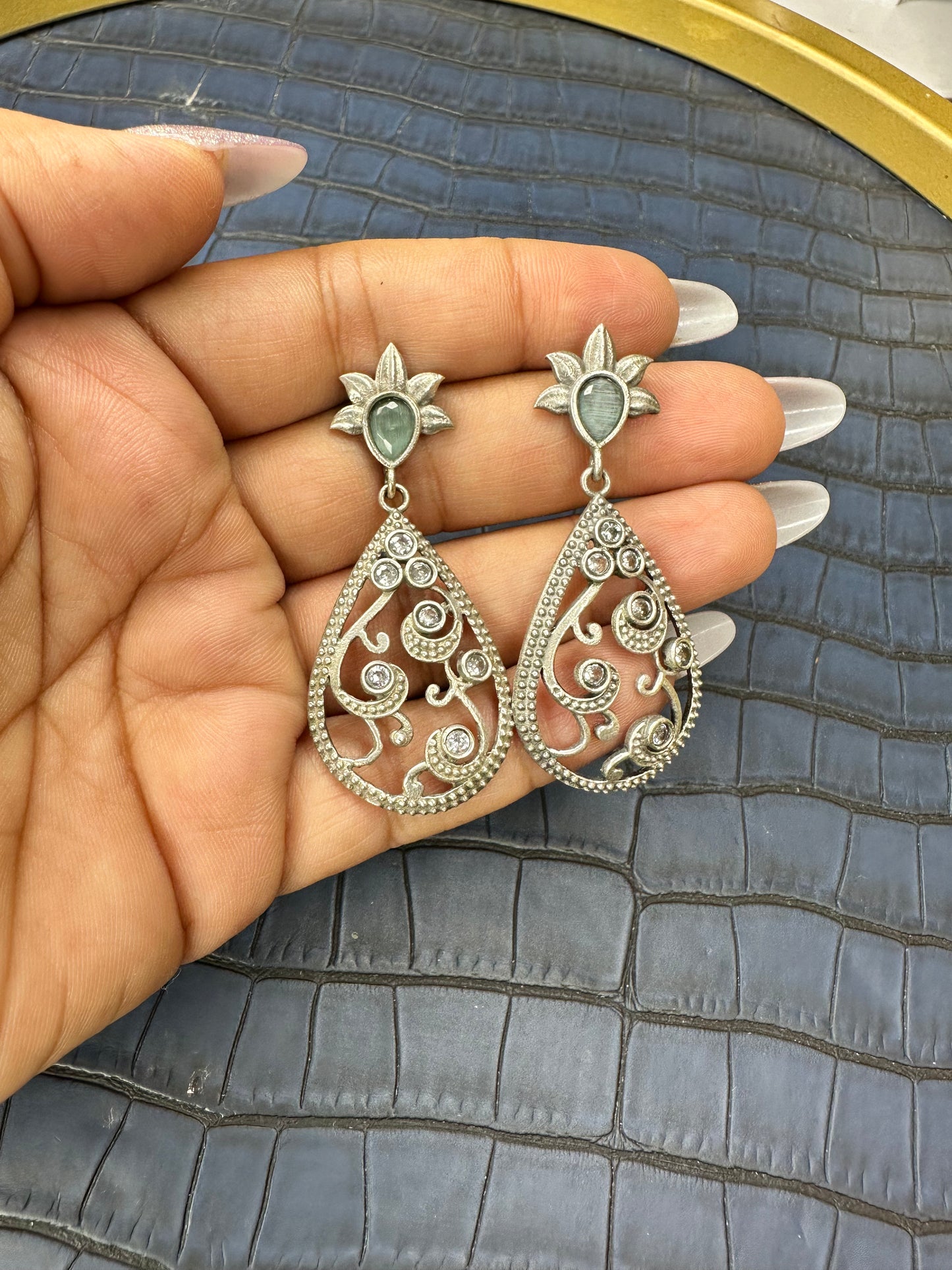 HeyBae Big Oxidised Earrings Paired with Western Party Look