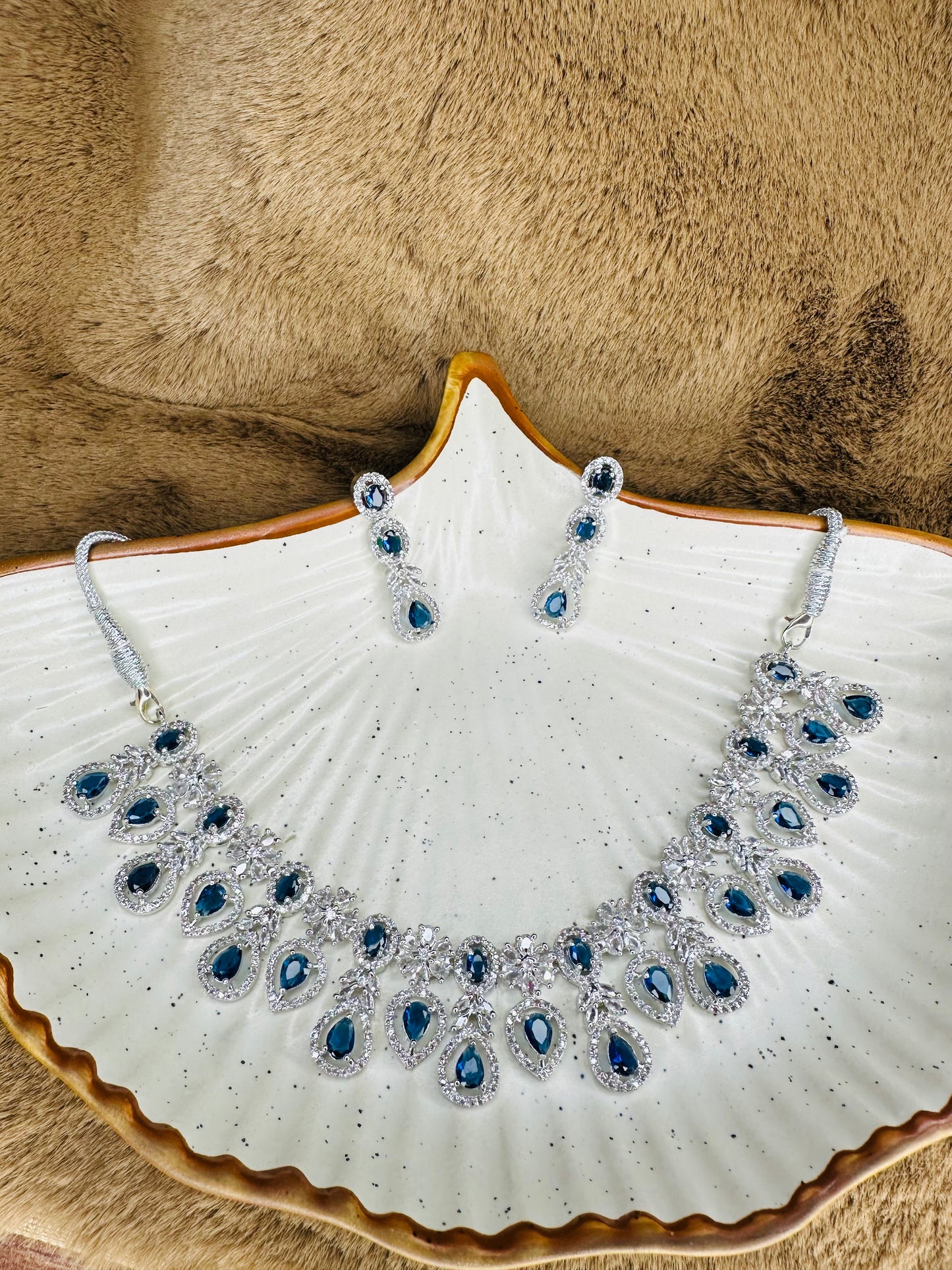 Bridal Styling with HeyBae Blue Stone American Diamond Necklace & Earrings