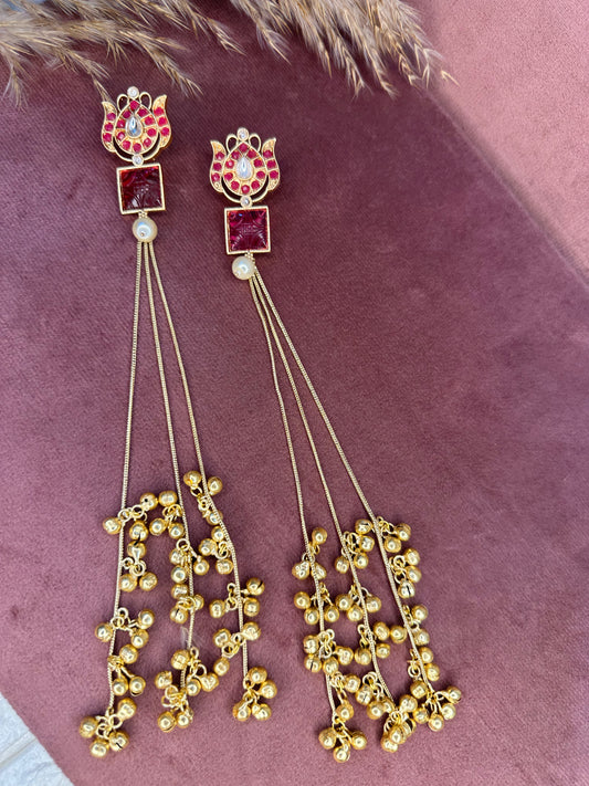 HeyBae Brass Golden Ethnic Earrings
