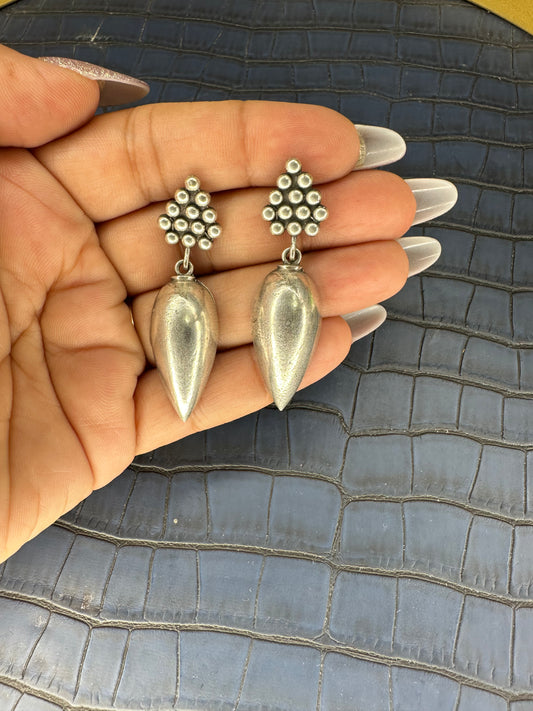 HeyBae Brass Oxidised Stud Earrings with Antique Ethnic Finish