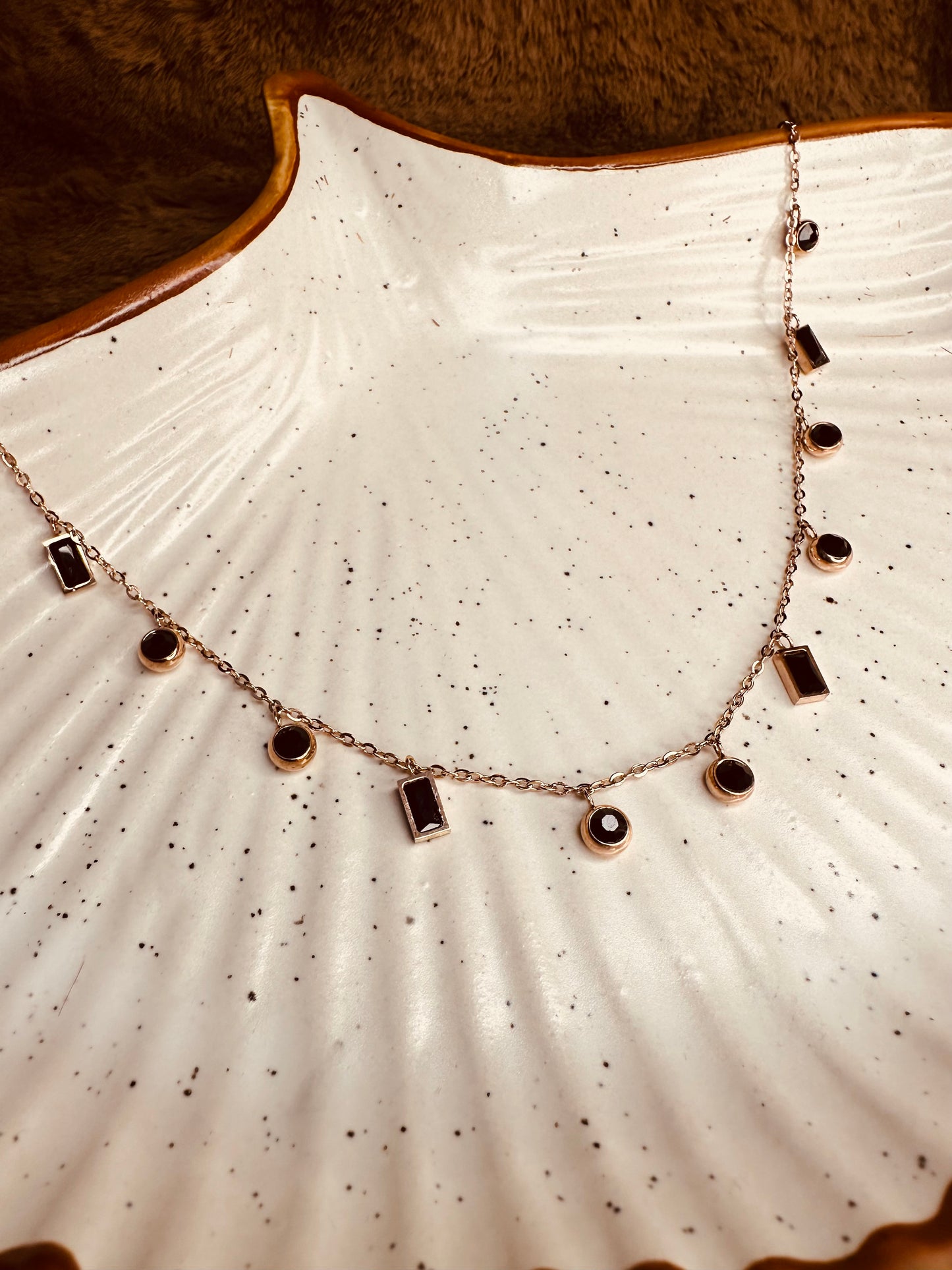 Model showcasing HeyBae Anti Tarnish Charm Necklace for Women & Girls