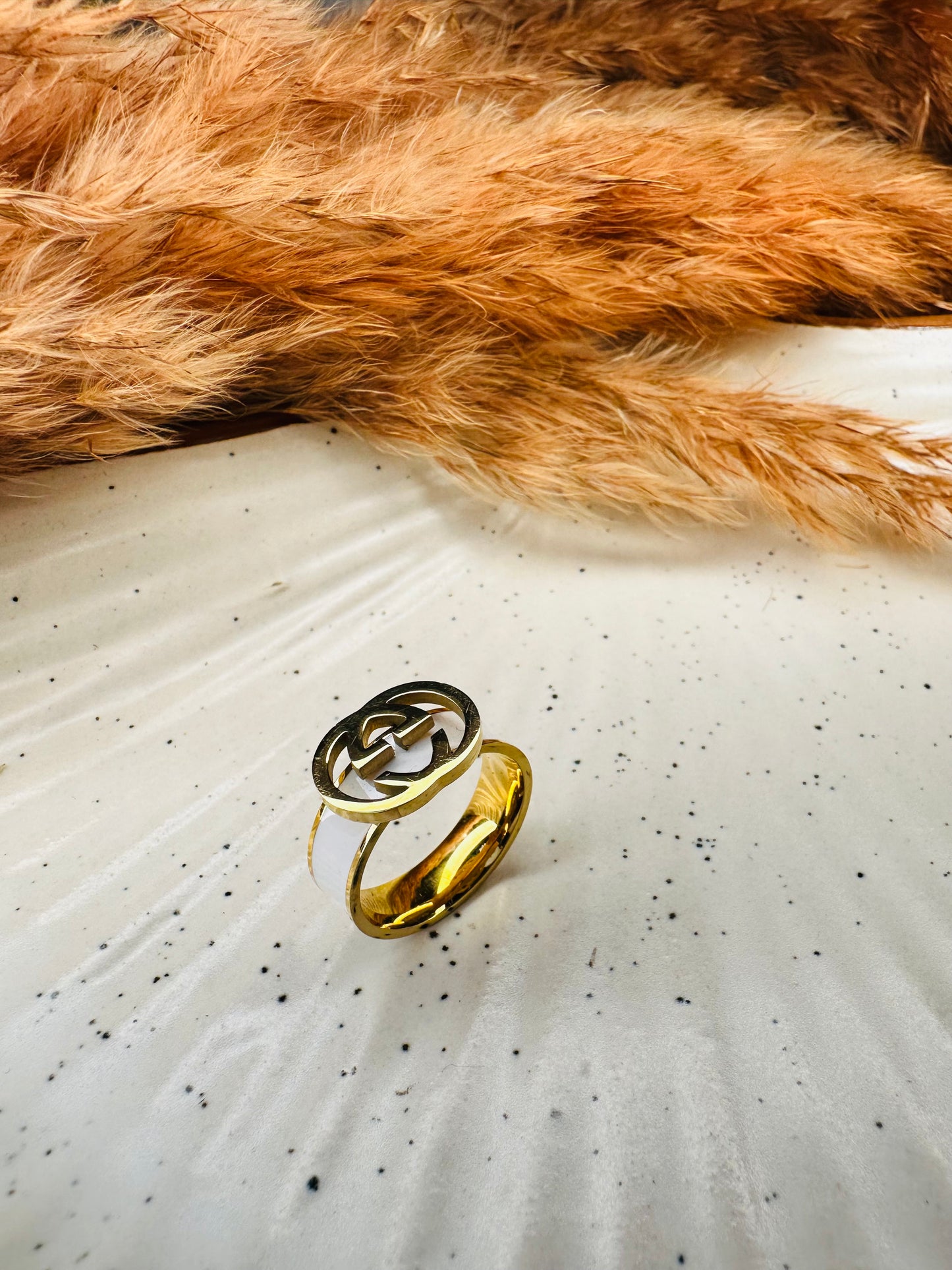 HeyBae Designer White Band Ring – Anti-Tarnish Stainless Steel