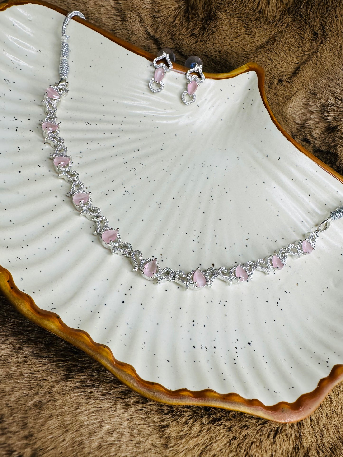 Elegant Jewelry Shot of HeyBae American Diamond Necklace & Earrings Set