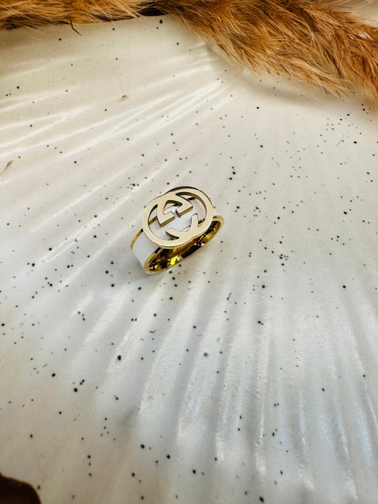 Elegant White Stainless Steel Anti-Tarnish Band Ring by HeyBae