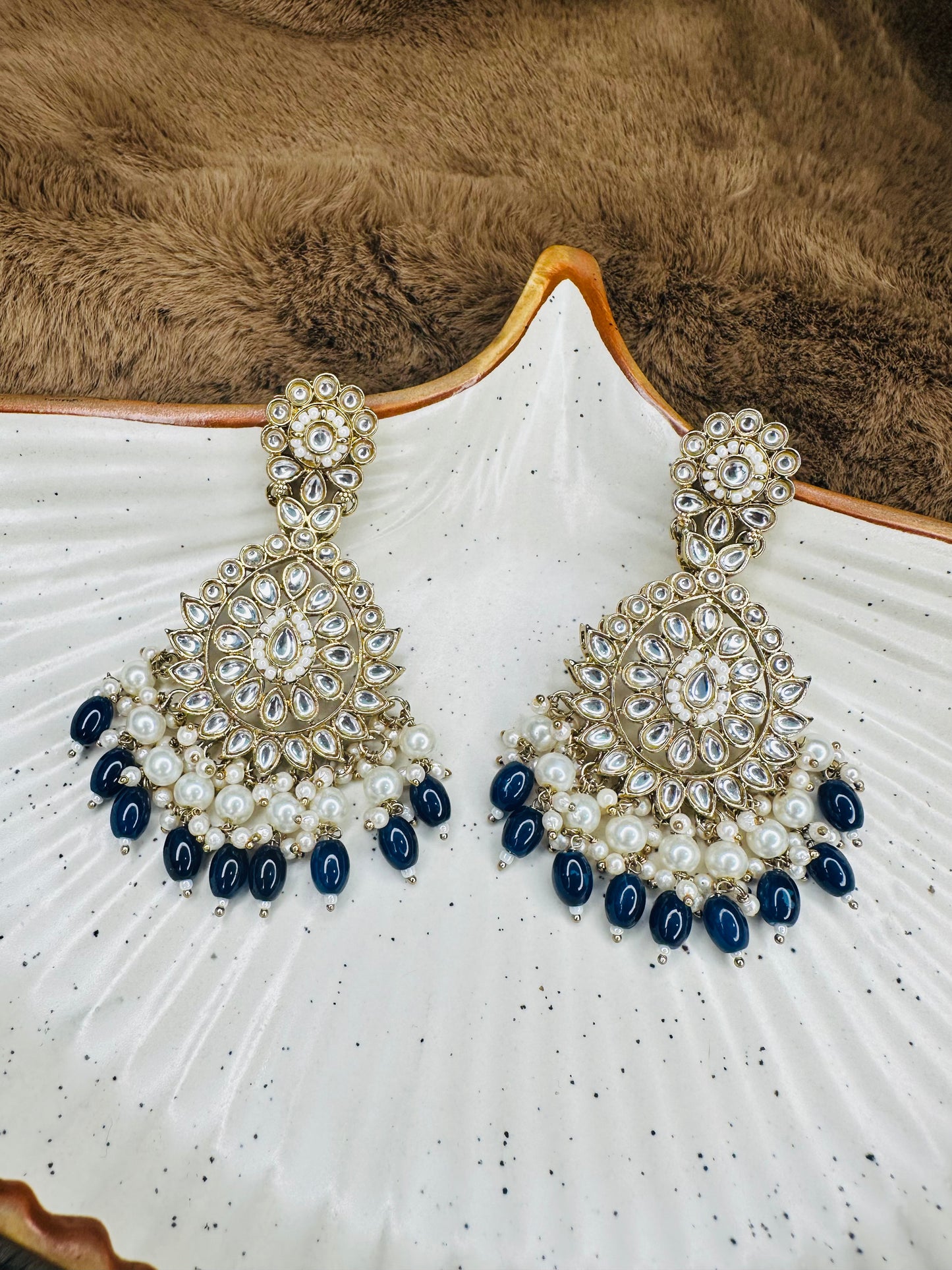 Close-up of HeyBae Ethnic Hoop Earrings detailing and pearls