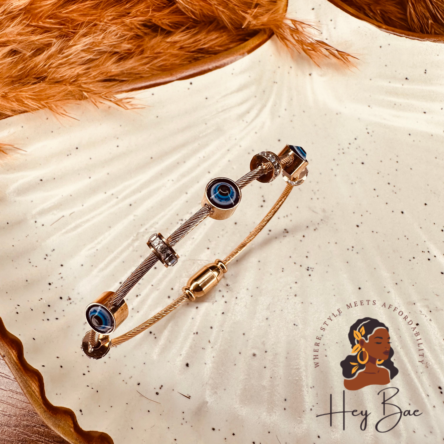 HeyBae Anti-Tarnish Evil Eye Bracelet in premium HeyBae gift box – ready for gifting