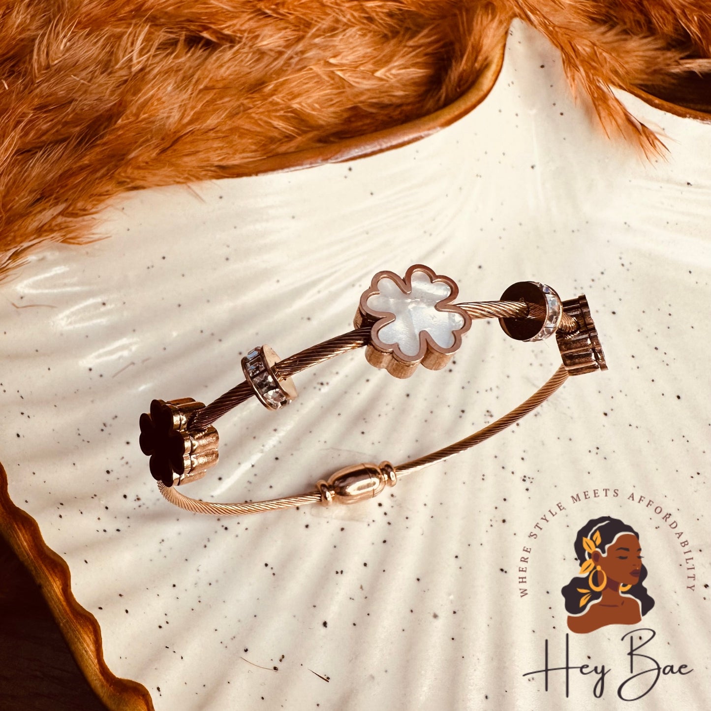 HeyBae Anti-Tarnish Flower Magnet Kada styled for weddings, festive occasions & party wear