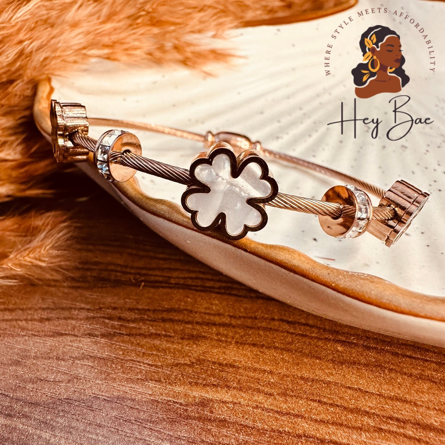 HeyBae Anti-Tarnish Flower Magnet Kada β Stainless Steel Bracelet for Women Main View