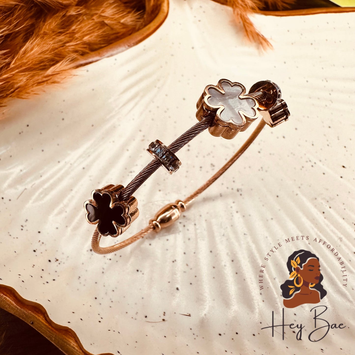 HeyBae Flower Magnet Kada styled on wrist β stainless steel magnetic clasp bracelet for women