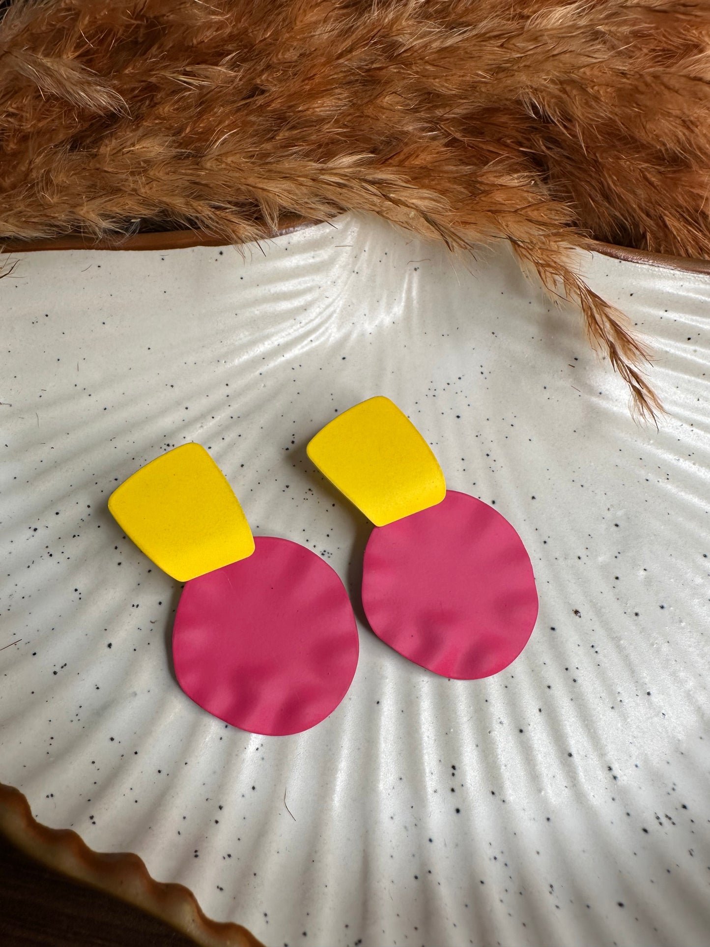 HeyBae Colorful Geometric Earrings Styled with Ethnic Outfit