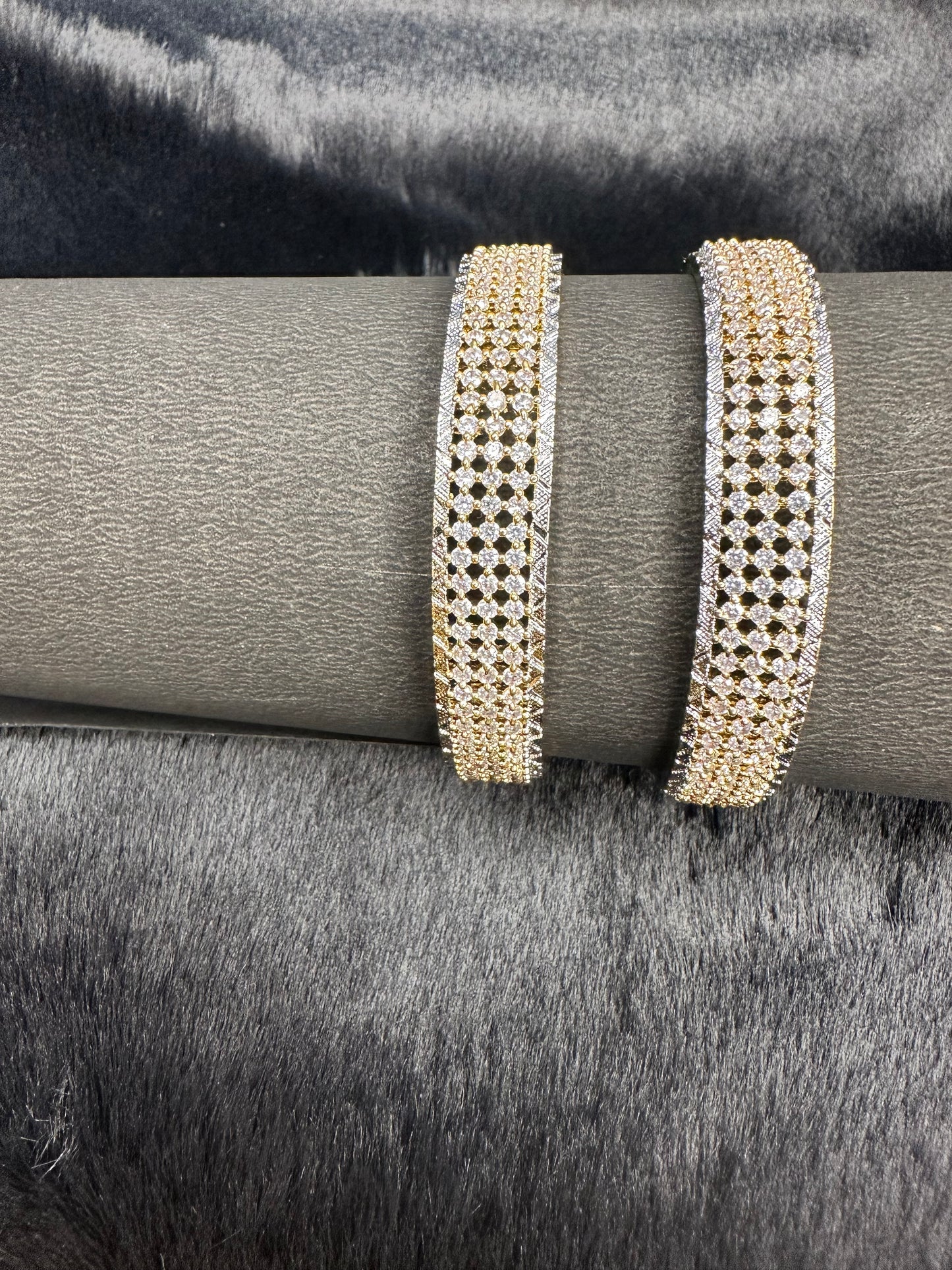 HeyBae Gold AD Designer Bangles Set of 2 styled with traditional Indian outfit