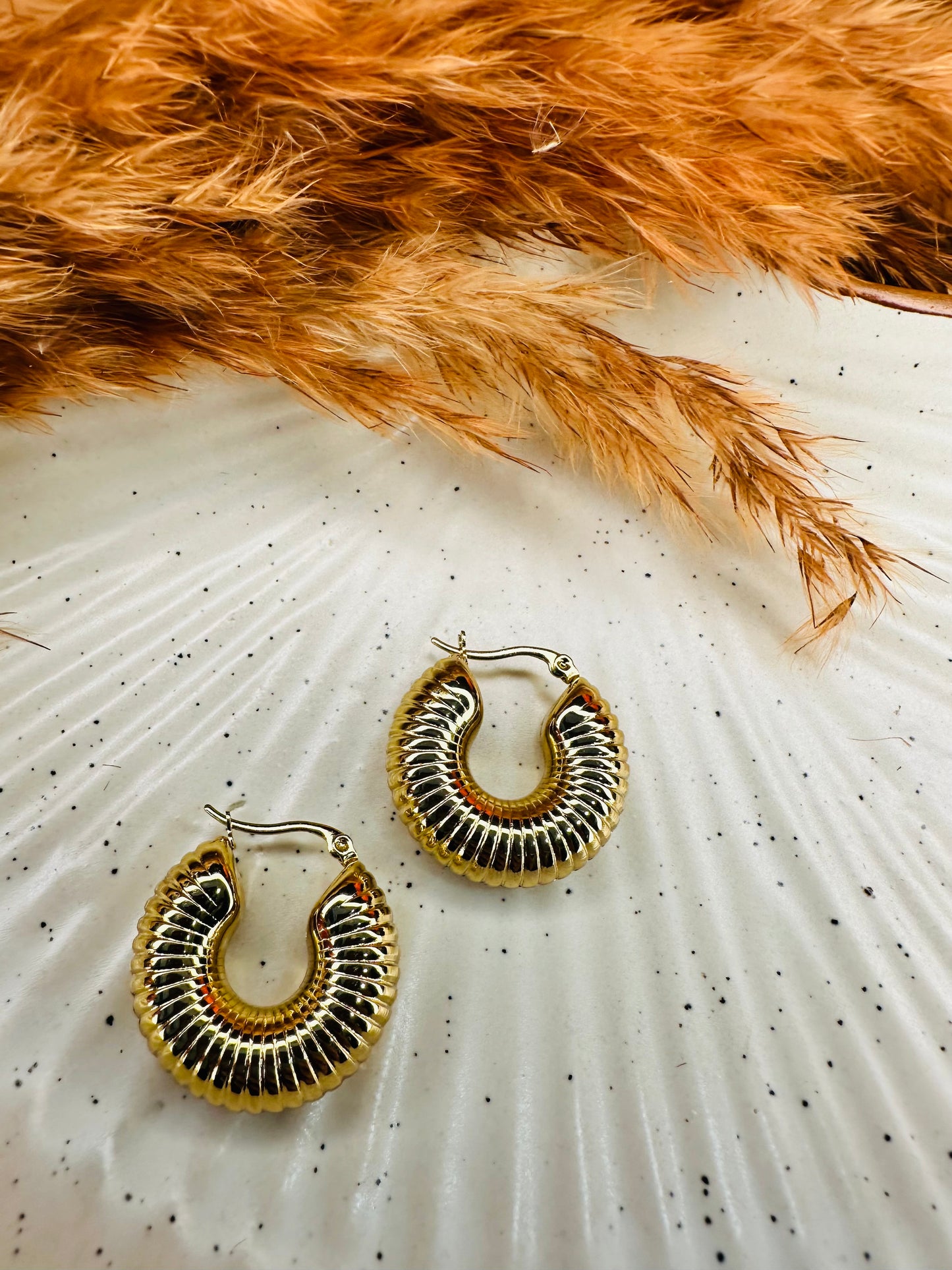Front View of HeyBae Gold Plated Big Hoop Round Earrings for Women