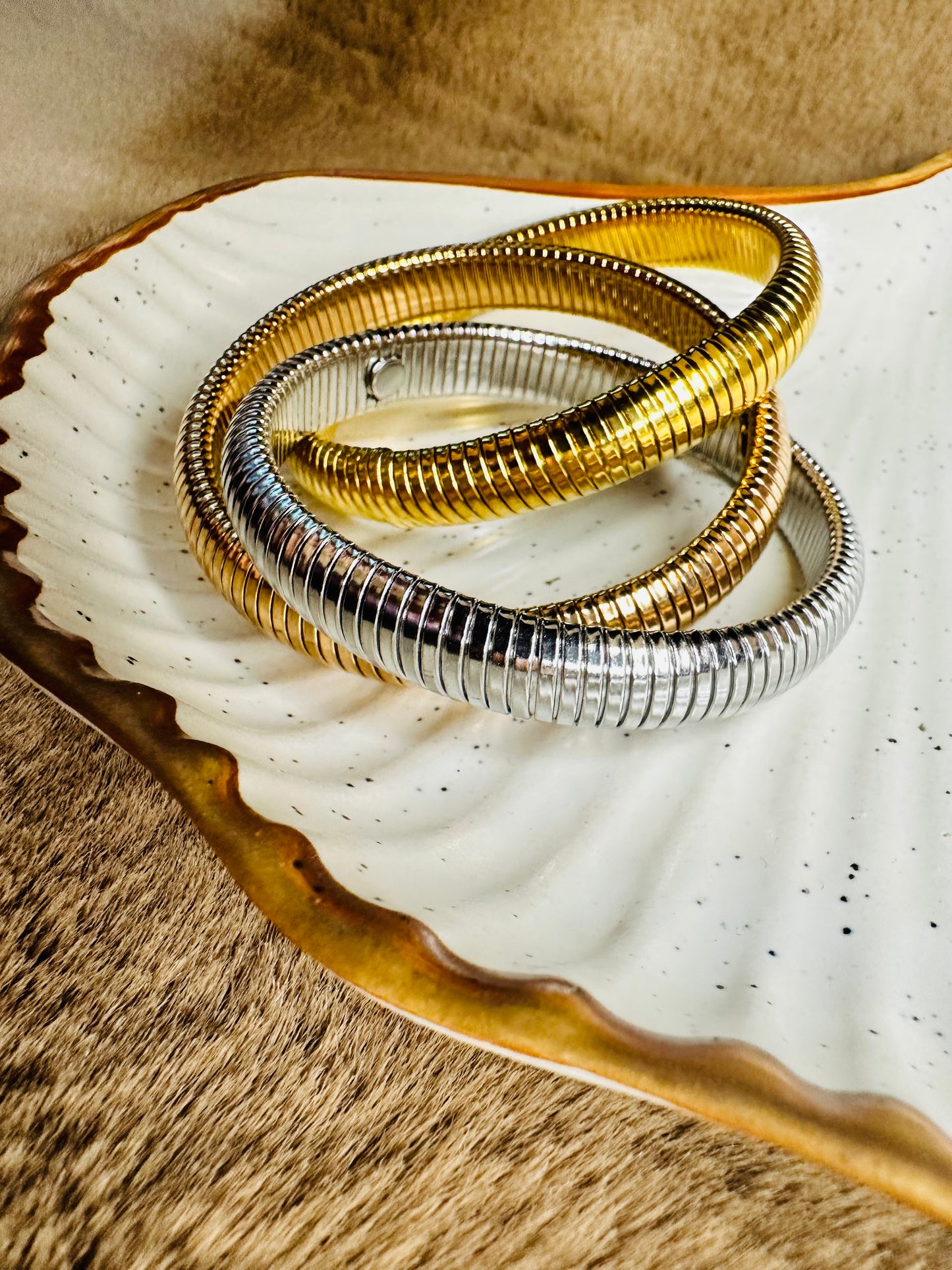 HeyBae Triple Coil Gold Bracelet in Premium Gift Packaging
