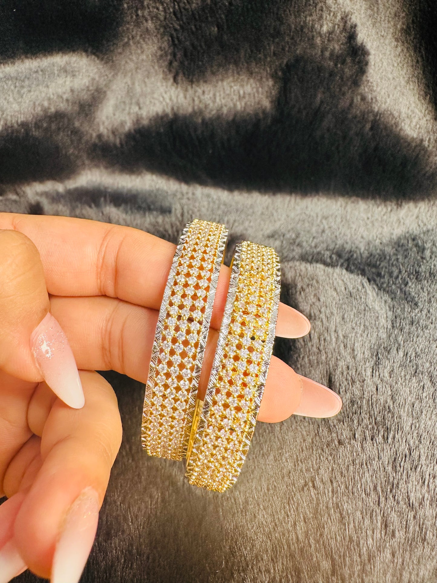 HeyBae Gold AD Designer Bangles Set of 2 styled for festive and weddin