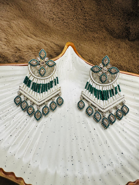 Side View of Gold-Plated Ethnic Hoop Earrings with AD Stones