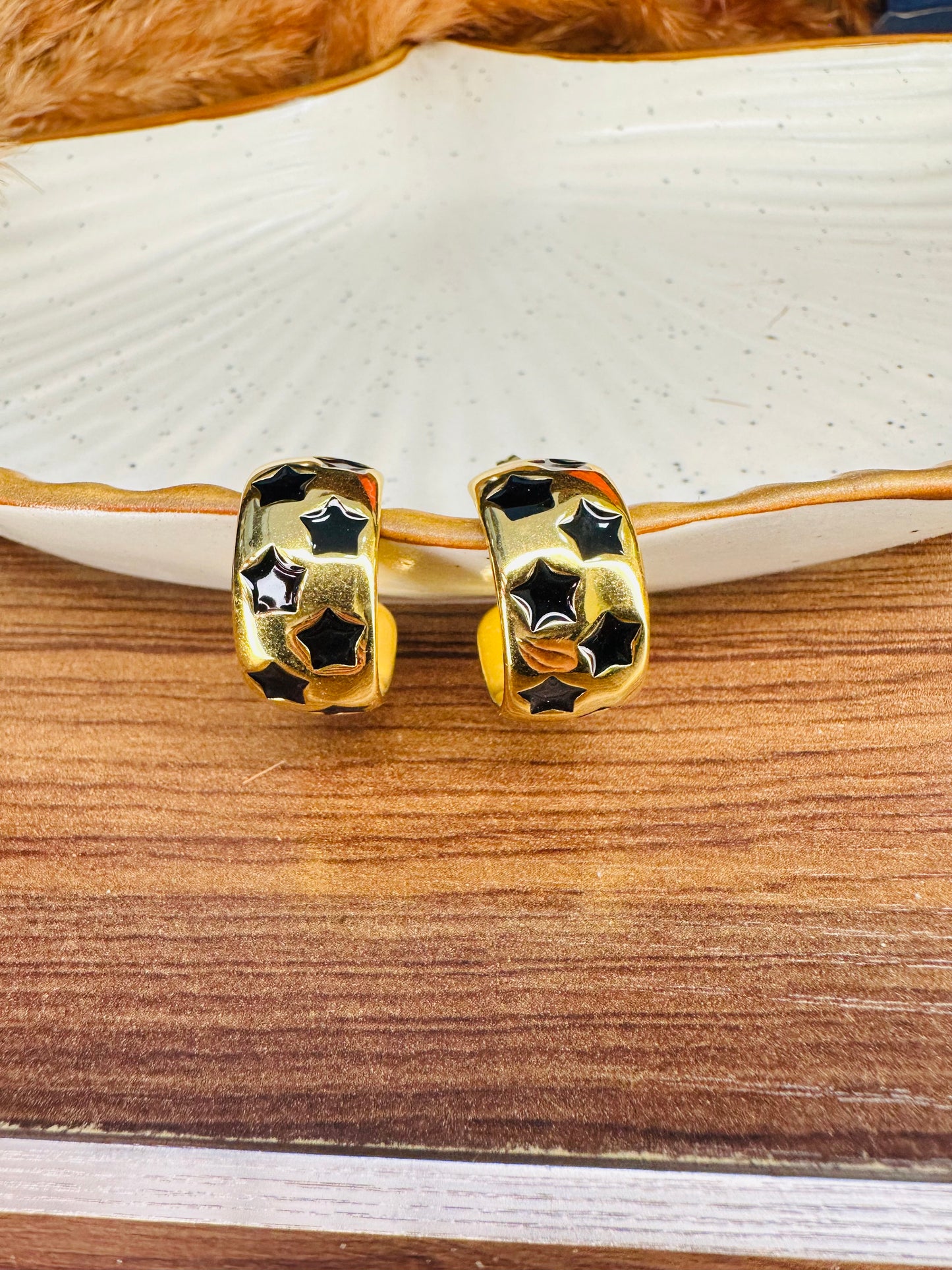 Front View of HeyBae Gold Plated Hoop Earrings for Women