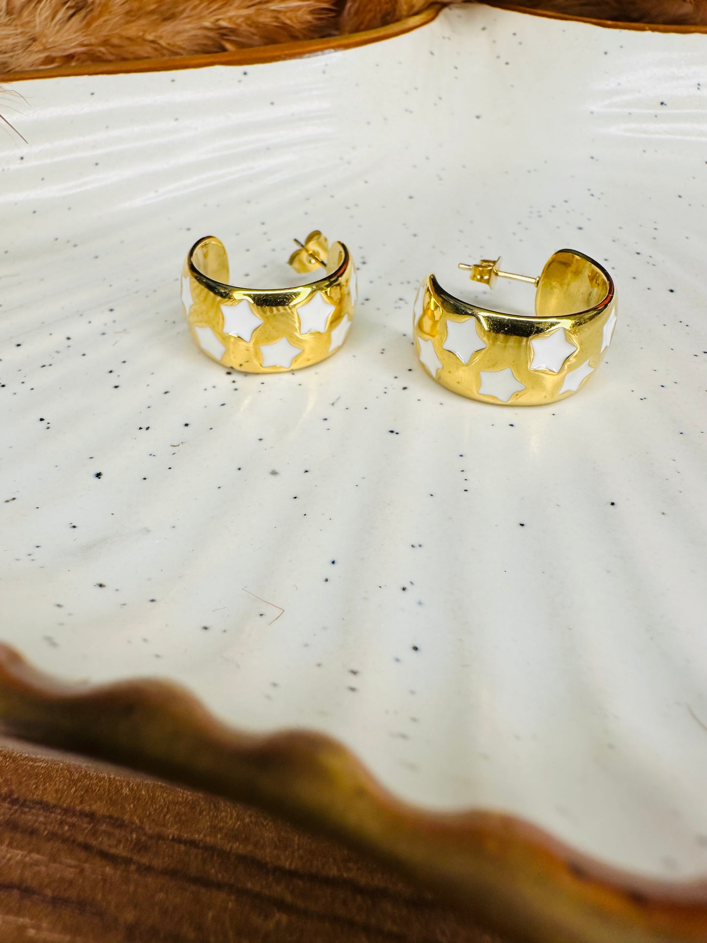 Close-up Detailing of HeyBae Gold Plated Hoop Earrings