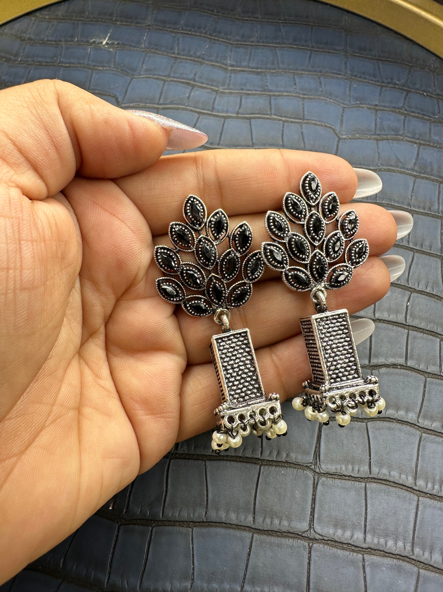 HeyBae Large Oxidised Earrings Blending Traditional and Modern Style