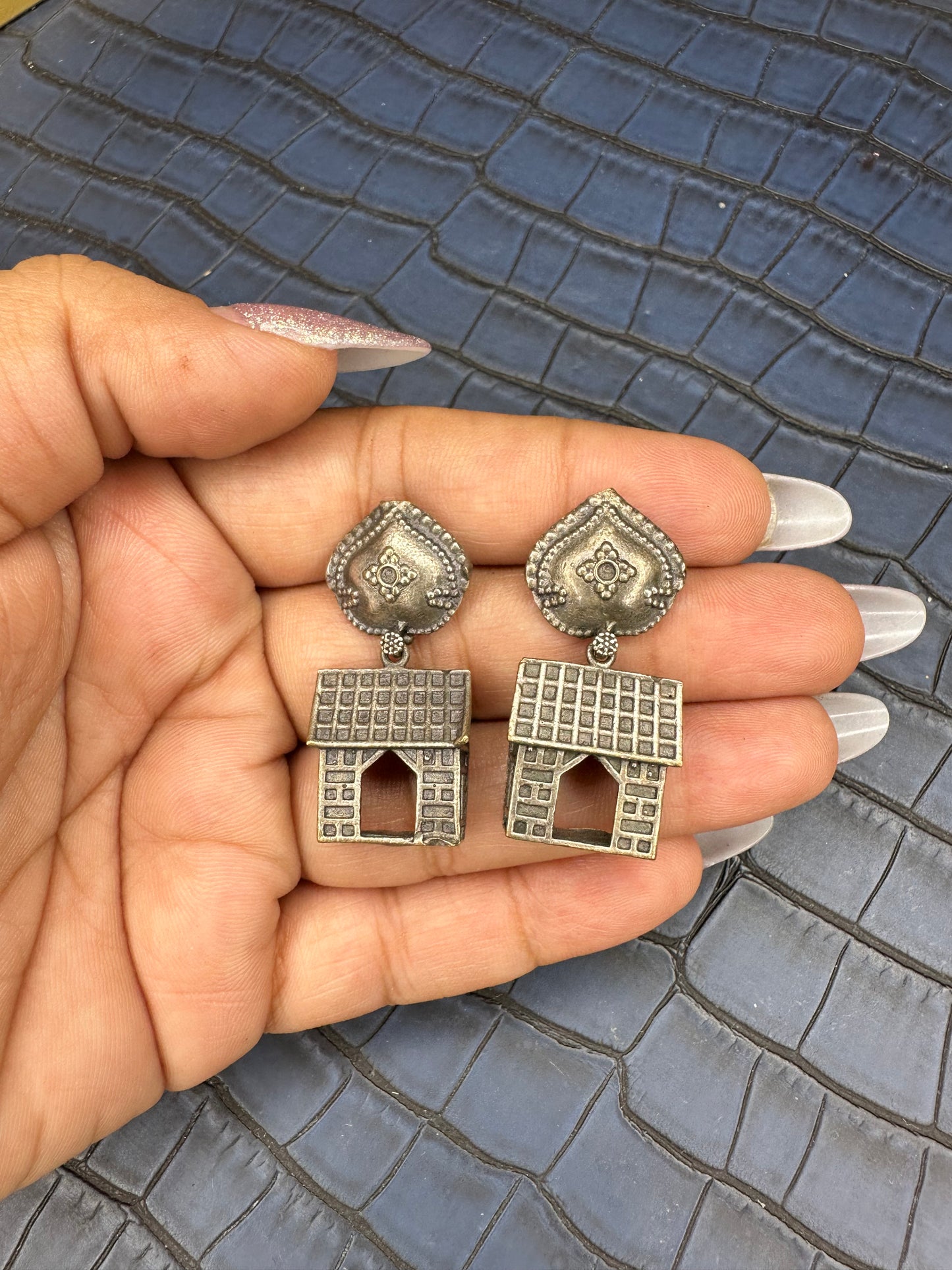 HeyBae Oxidised Drop Earrings in Premium Gift Box Packaging
