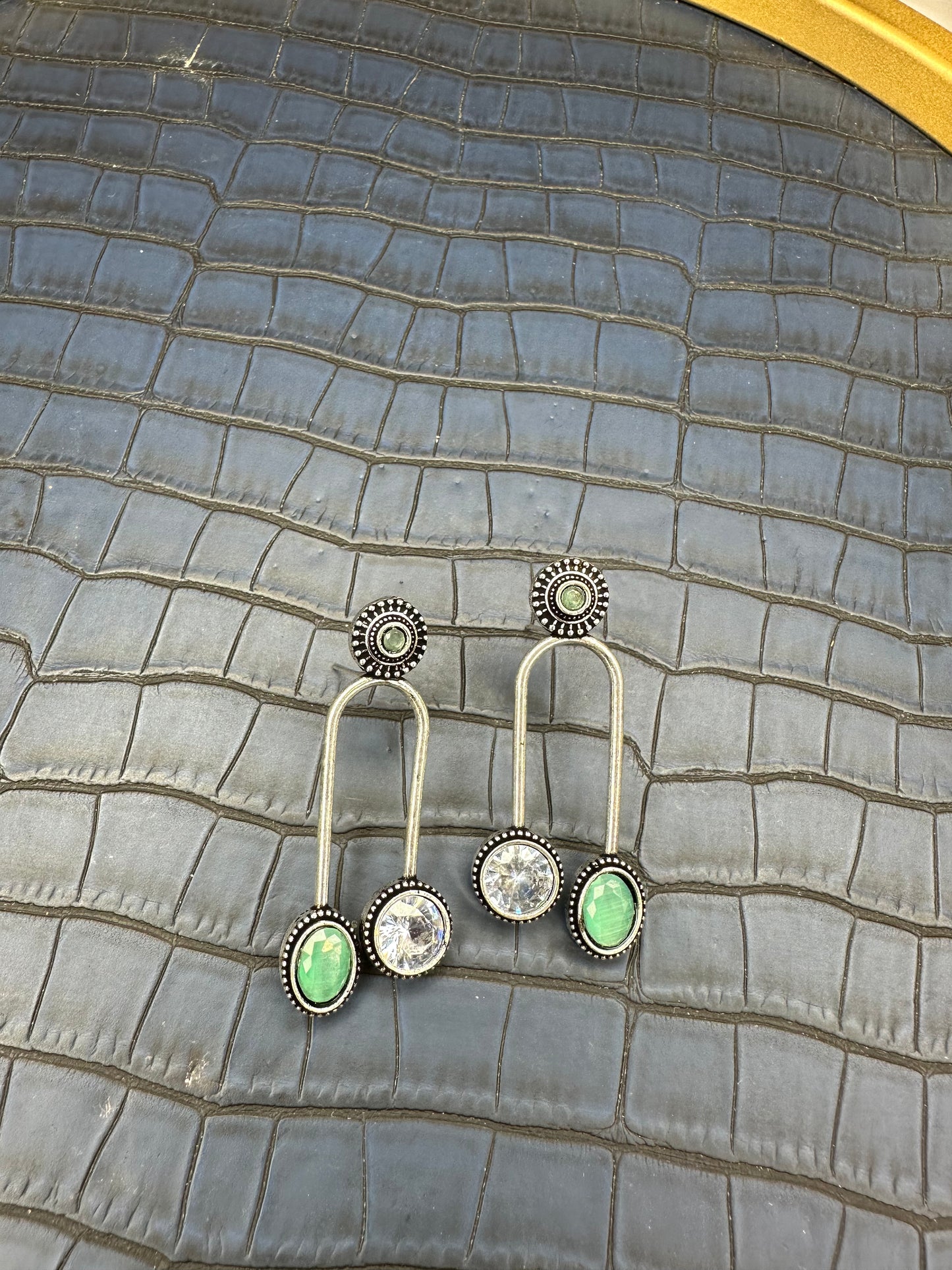 Bold Front View of HeyBae Big Oxidised Earrings for Women