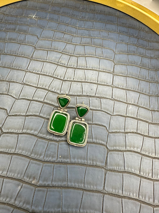 Side Look of HeyBae Brass Oxidised Stud Earrings with Vintage Finish