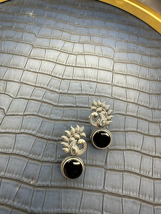 HeyBae Oxidised Brass Stud Earrings Paired with Traditional Outfit