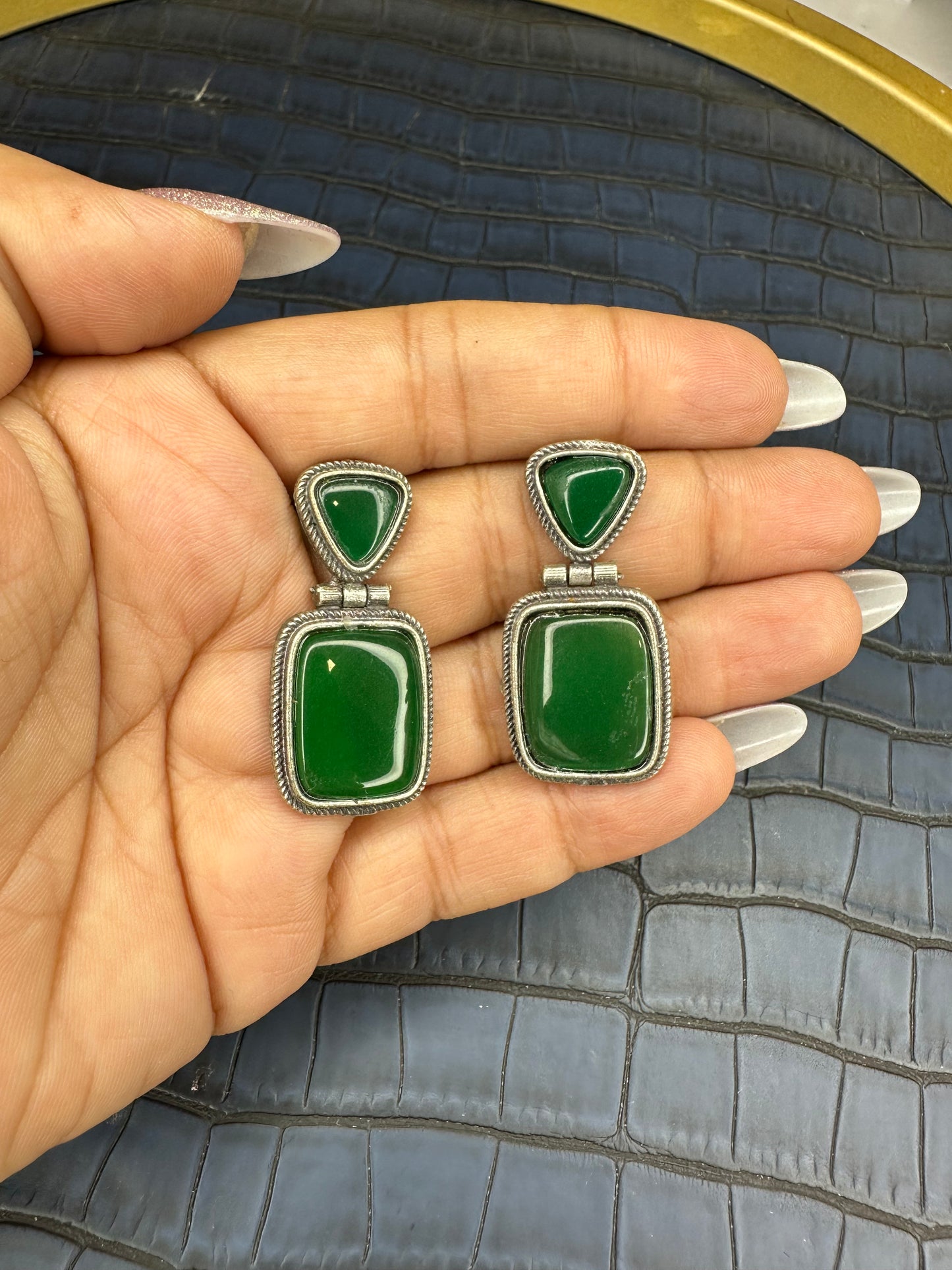 HeyBae Oxidised Stud Earrings Styled with Western Casual Outfit