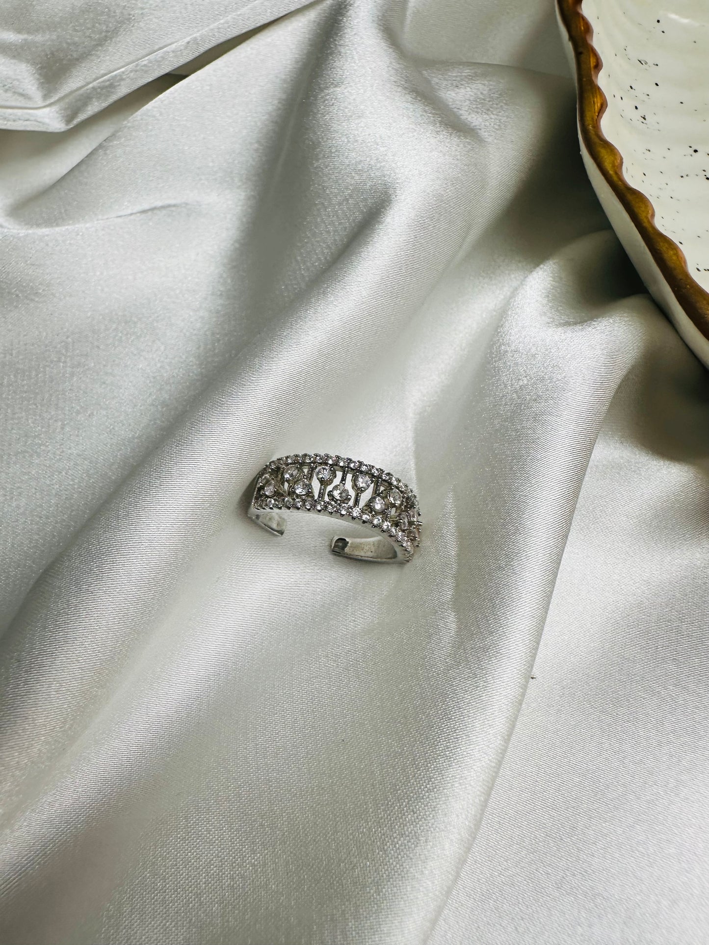 Party wear anti-tarnish AD studded ring in stainless steel β HeyBae