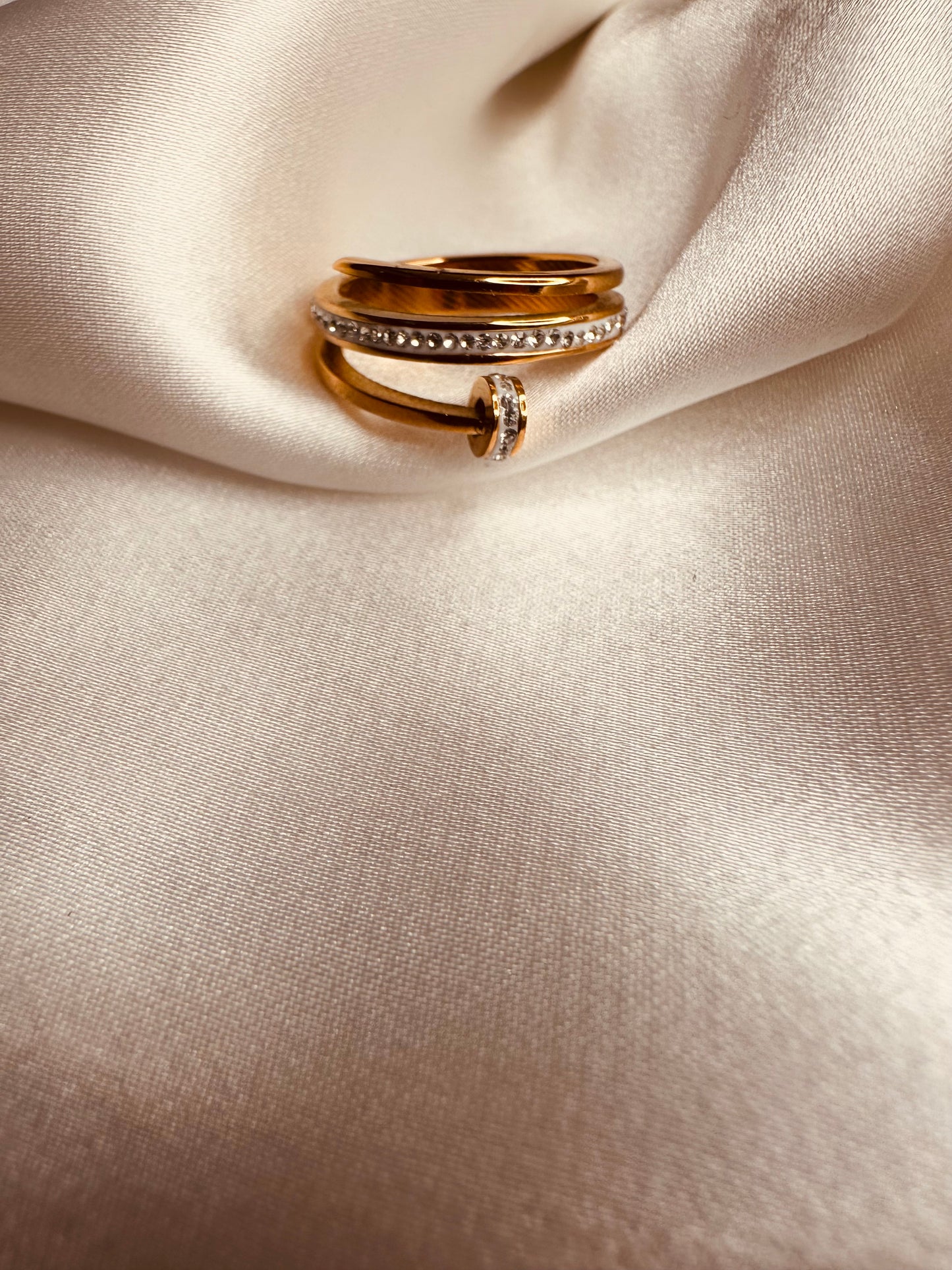 Premium HeyBae studded nail design rose gold ring in gift-ready packaging