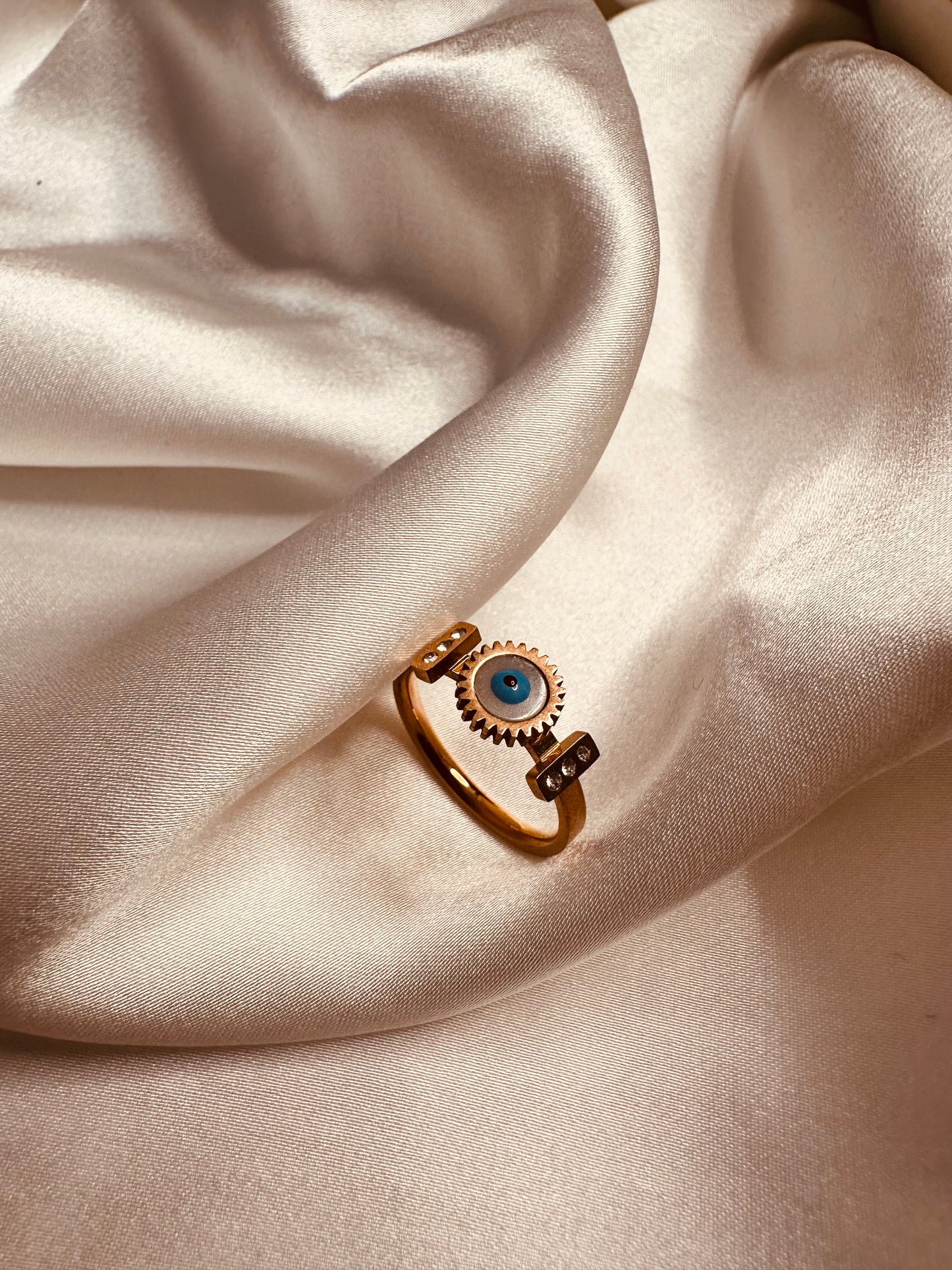 HeyBae Gold Evil Eye Ring – Stylish Anti-Tarnish Jewelry for Women