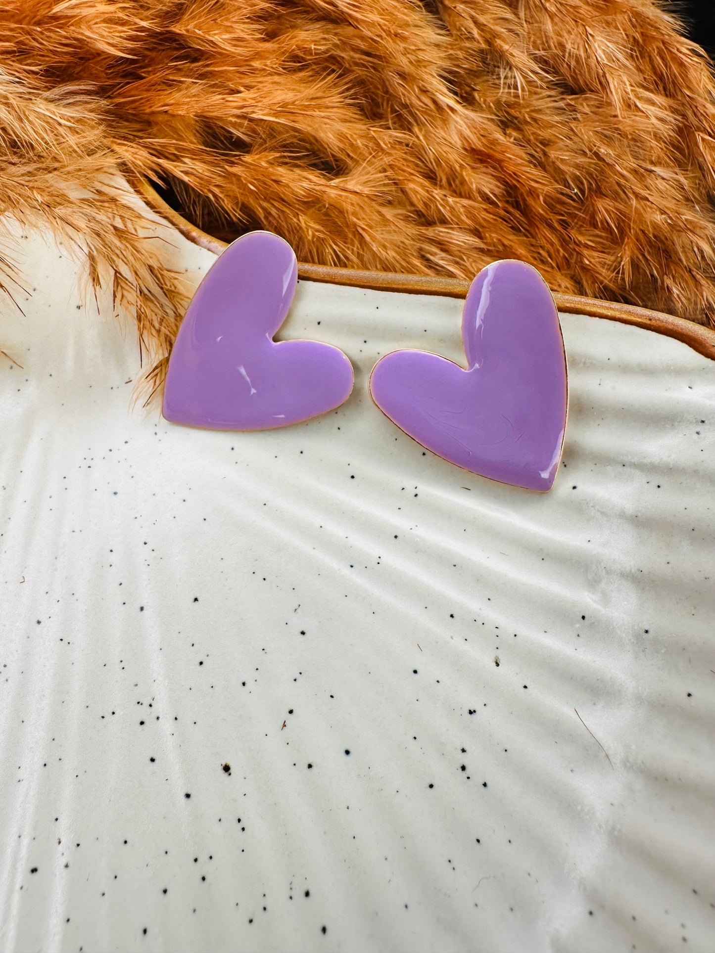 HeyBae Purple Heart Earrings in Premium Gift Box for Women