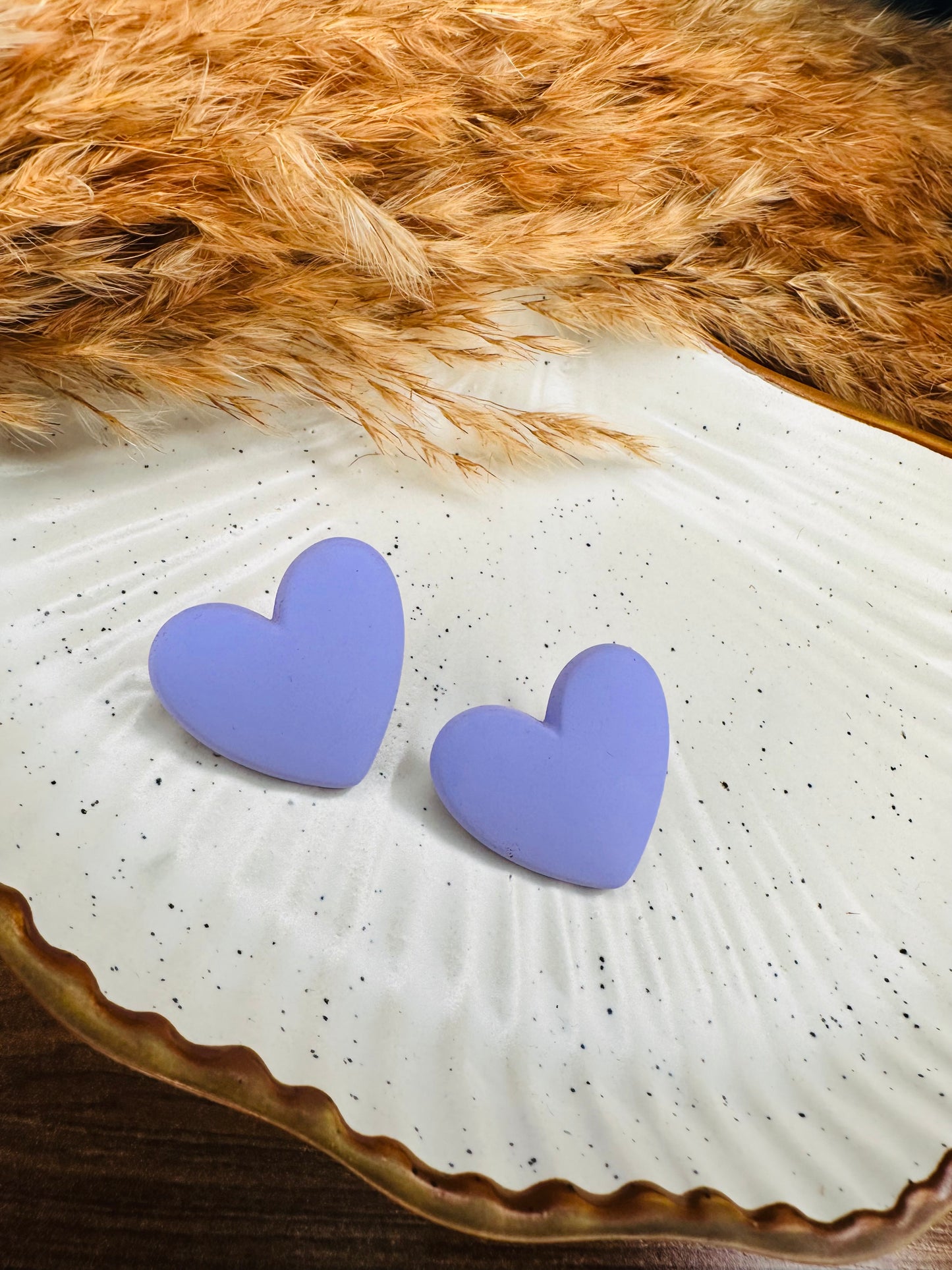 Detailed Shot Highlighting HeyBae Purple Heart Quirky Statement Earrings