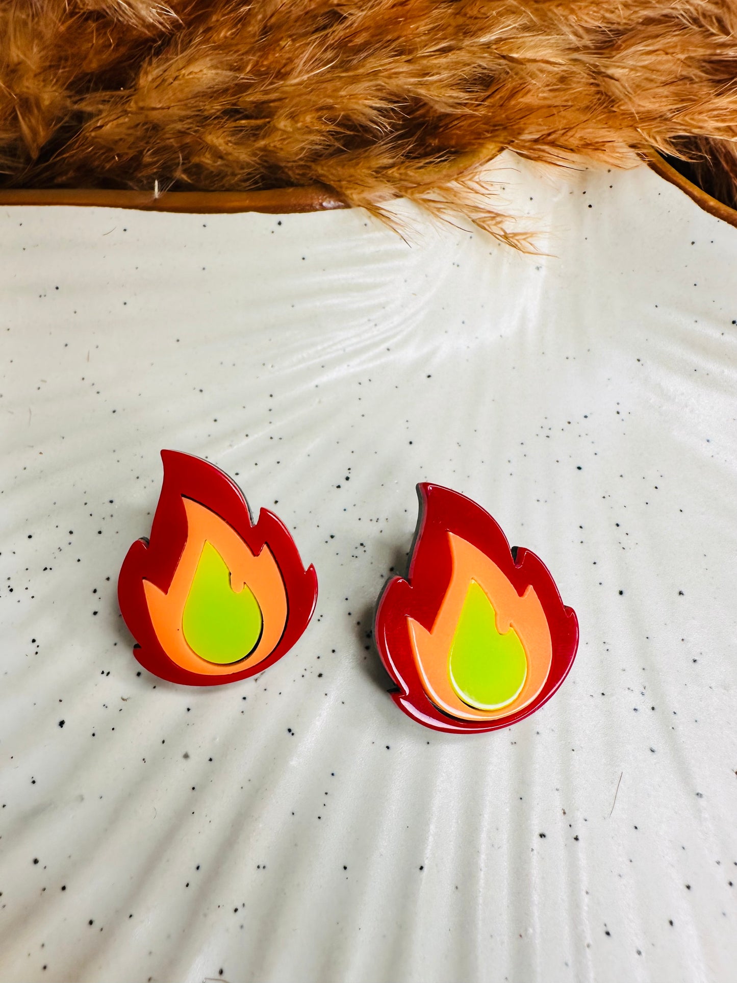 HeyBae Quirky Flame Earrings in Premium Gift Box Packaging