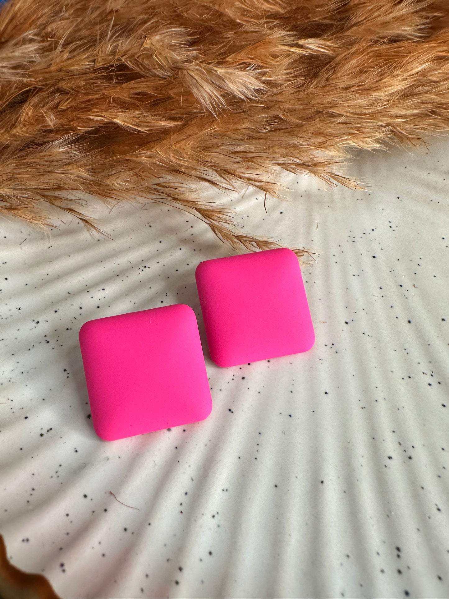 Side Angle of HeyBae Quirky Square Earrings with Modern Finish
