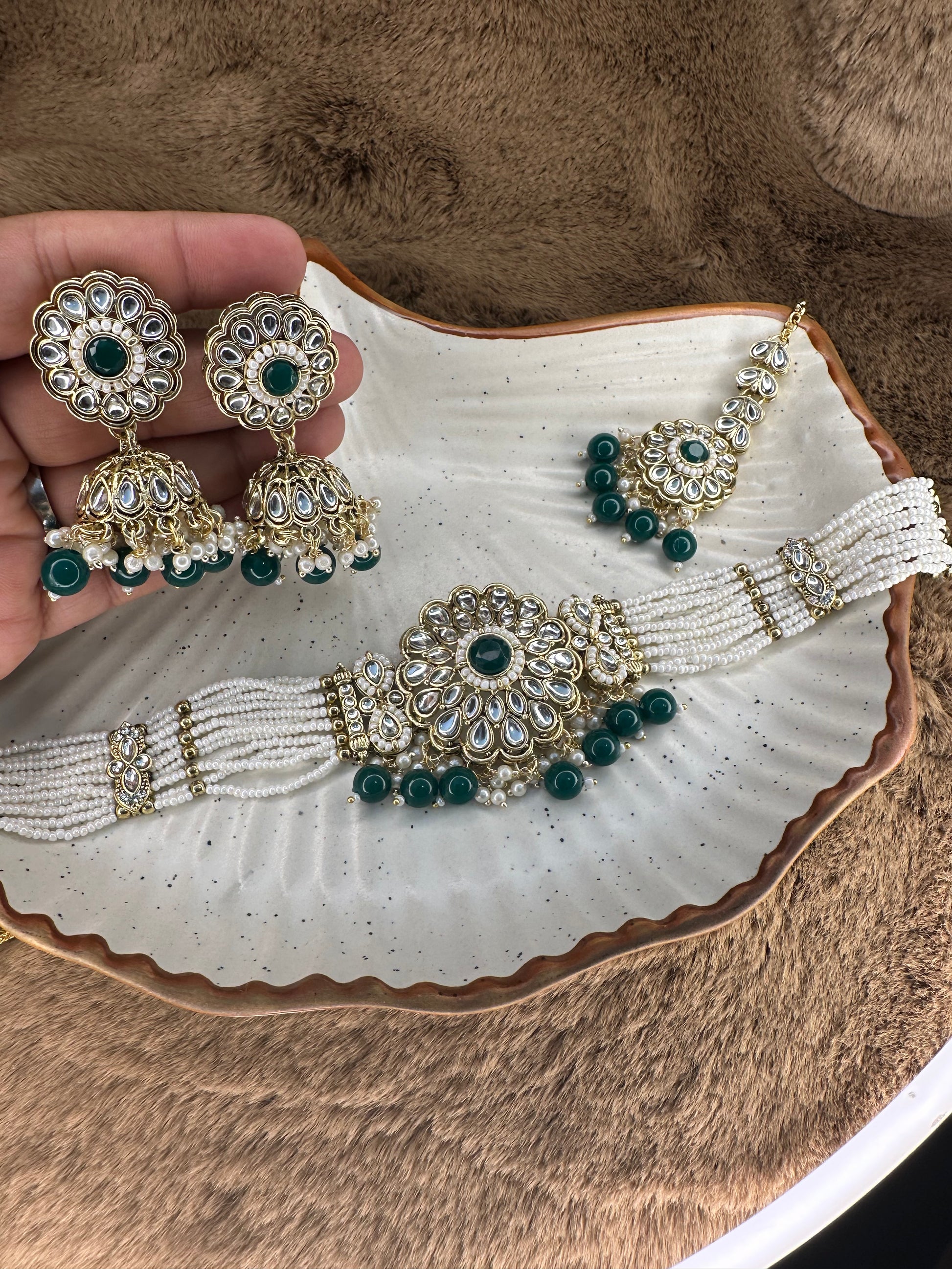 Matching Ruby Red Kundan Earrings