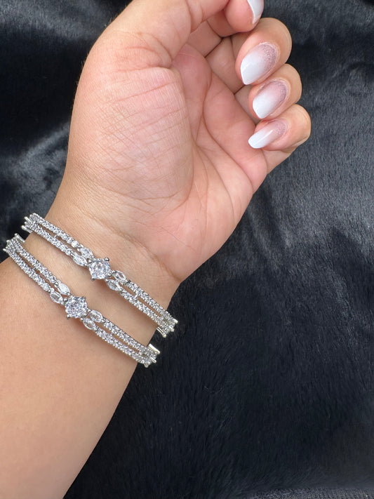 Close-up of HeyBae Silver AD stones on bangle