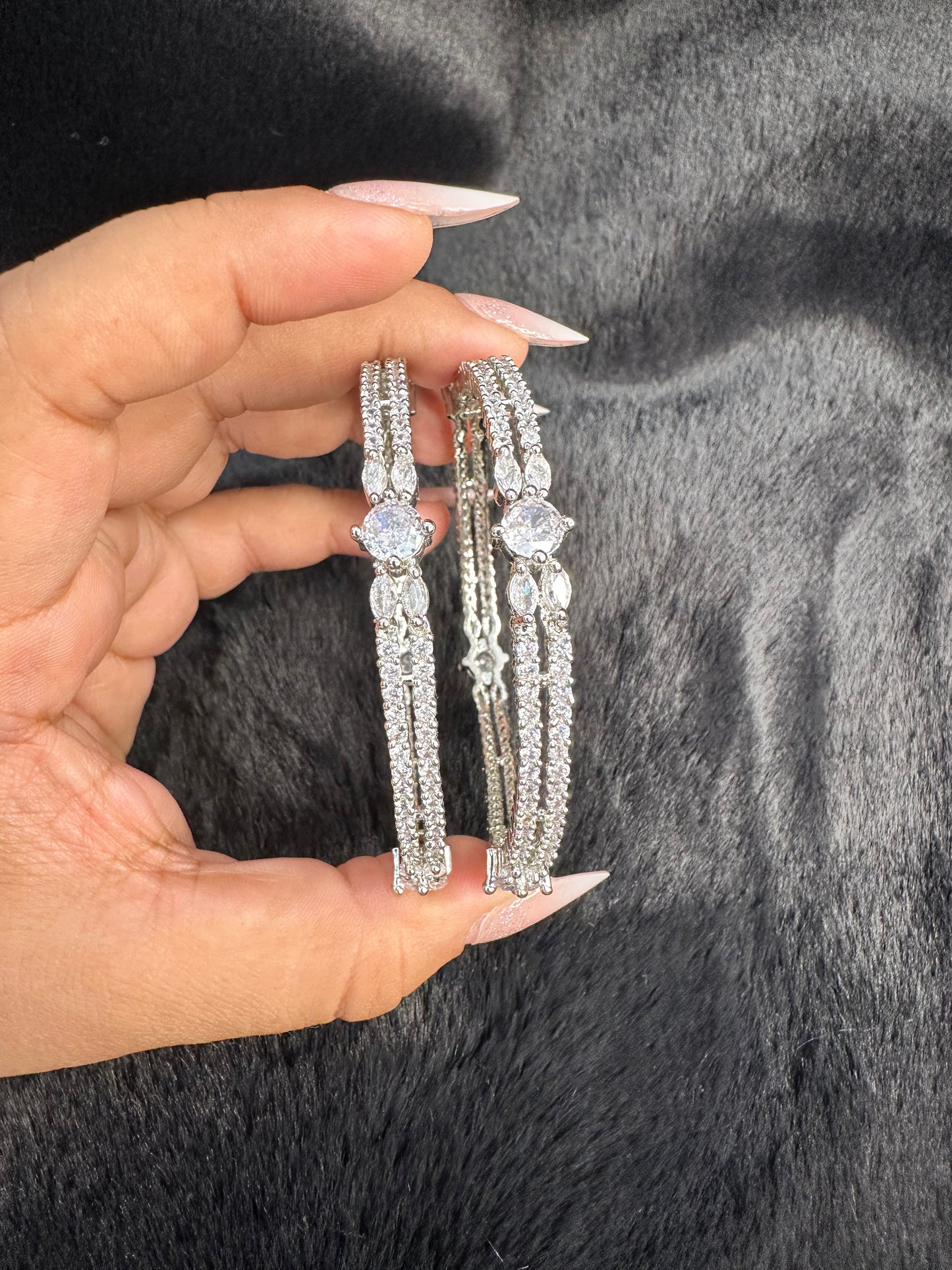Styled HeyBae silver bangle with festive wear