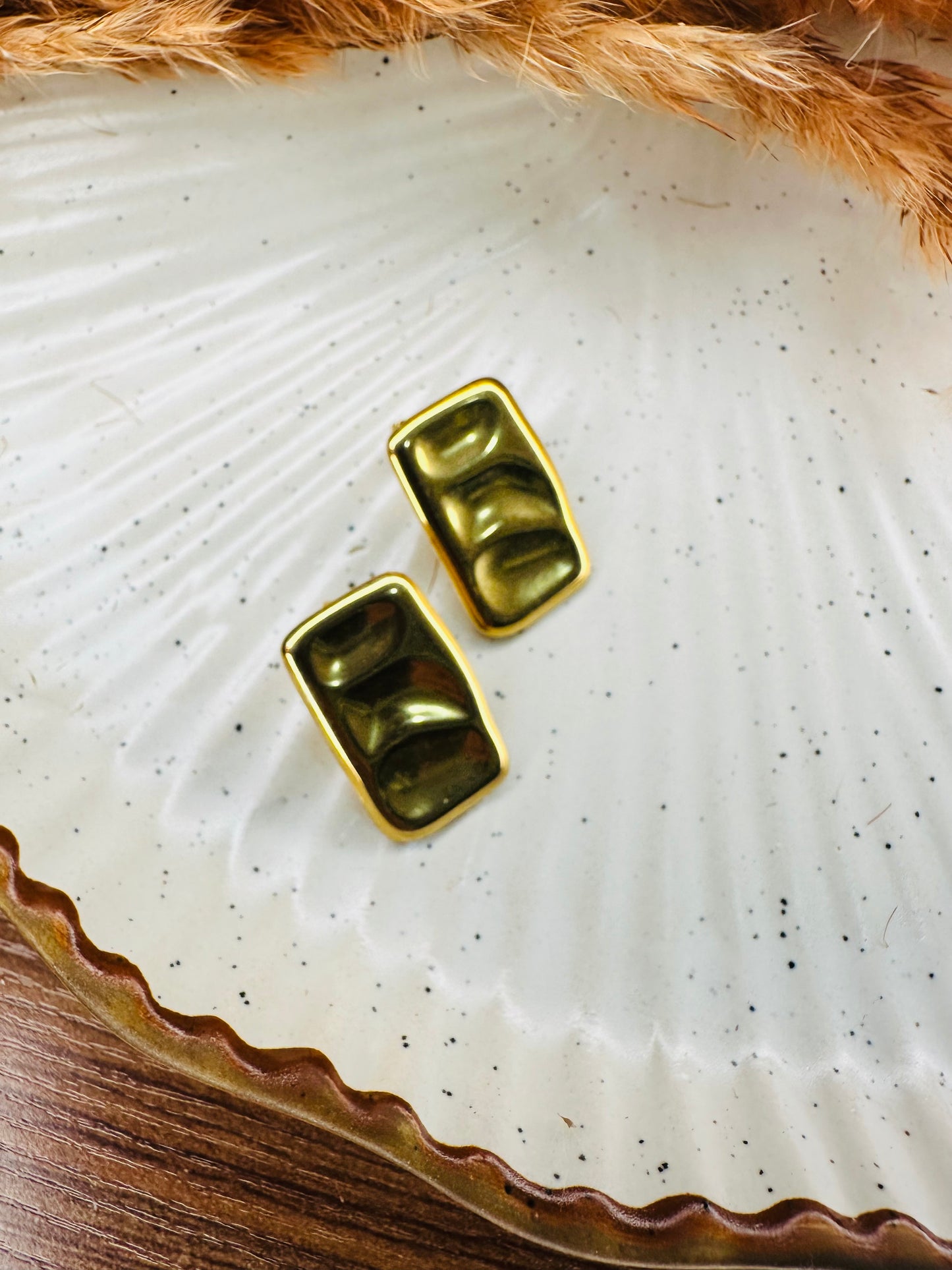 Close-up of HeyBae Gold-Plated Textured Minimalist Earrings
