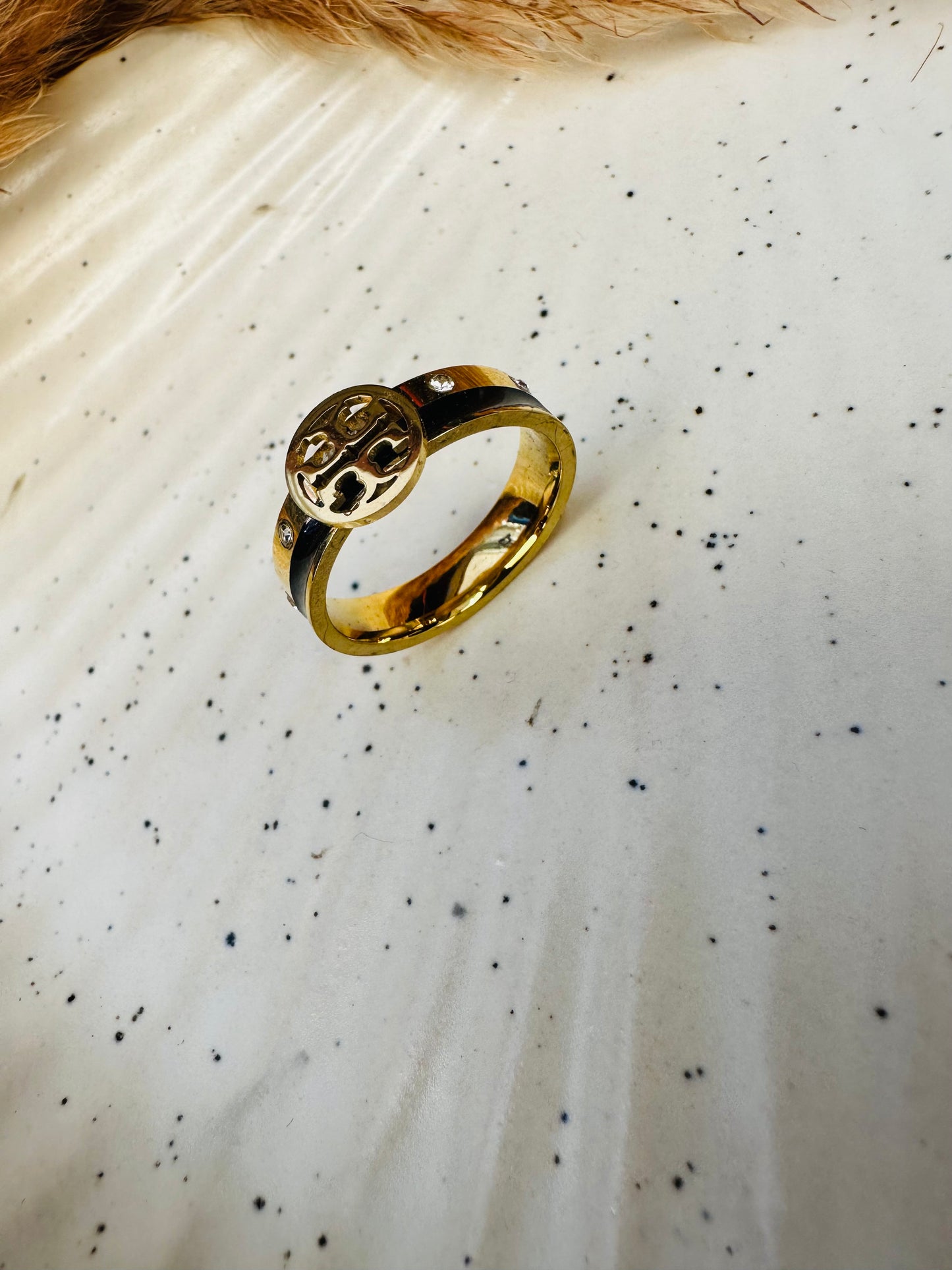 HeyBae Unisex Black & Gold Band Ring – Durable & Polished