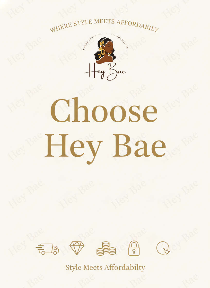 Hey Bae brand logo with text 'Where Style Meets Affordability' on a light background