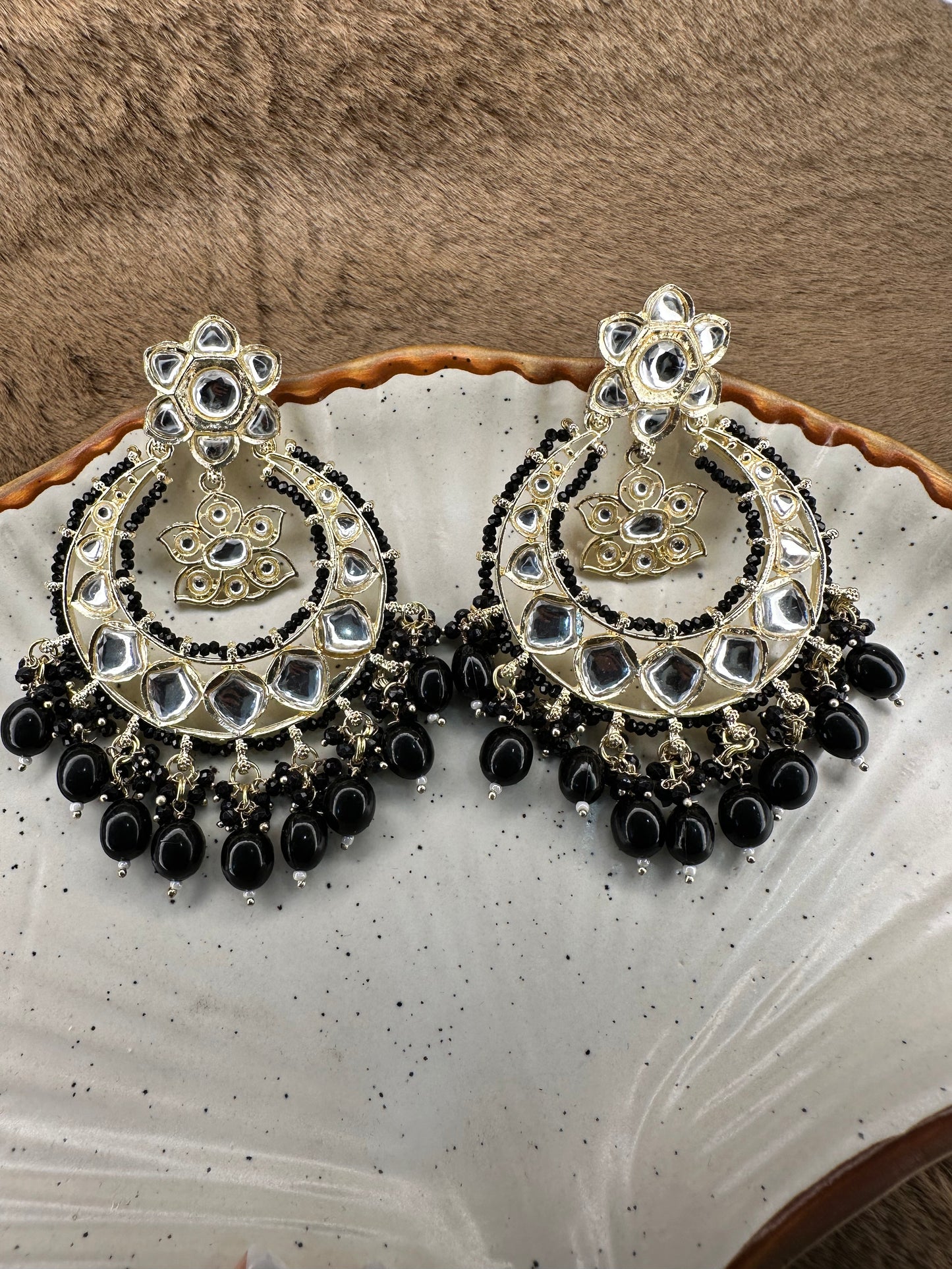 Oxidized Silver Earrings with Black Detailing