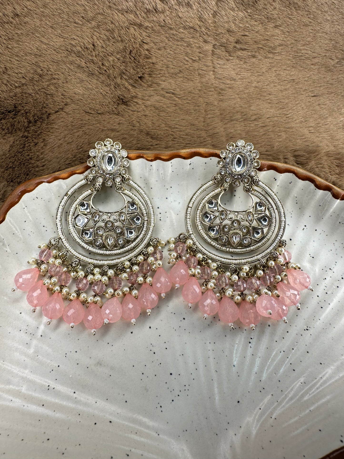 Oxidized Silver Earrings with Pink Stones