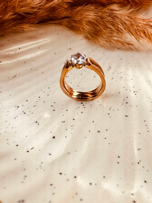 Elegant Rose Gold Solitaire Ring for Women & Girls