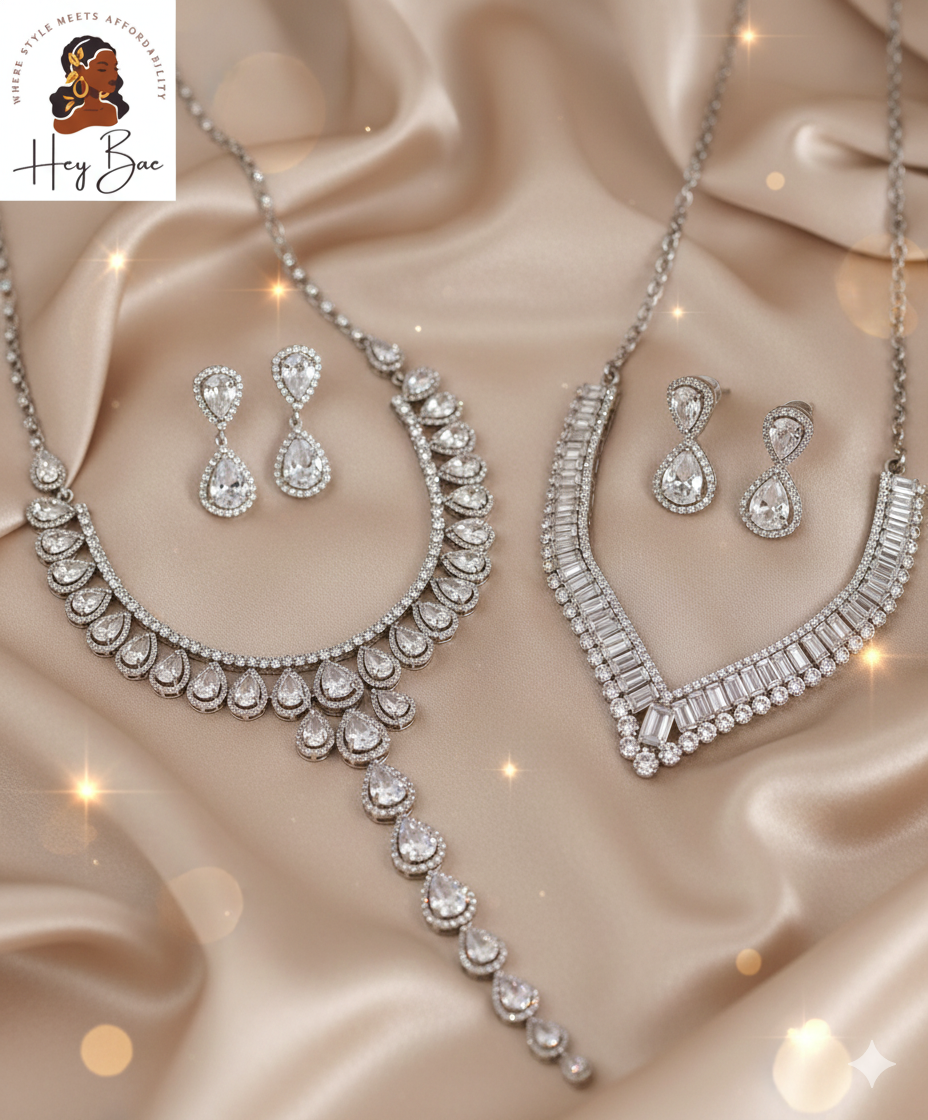 AD Necklace Sets for Women – American Diamond Necklace & Earring Sets