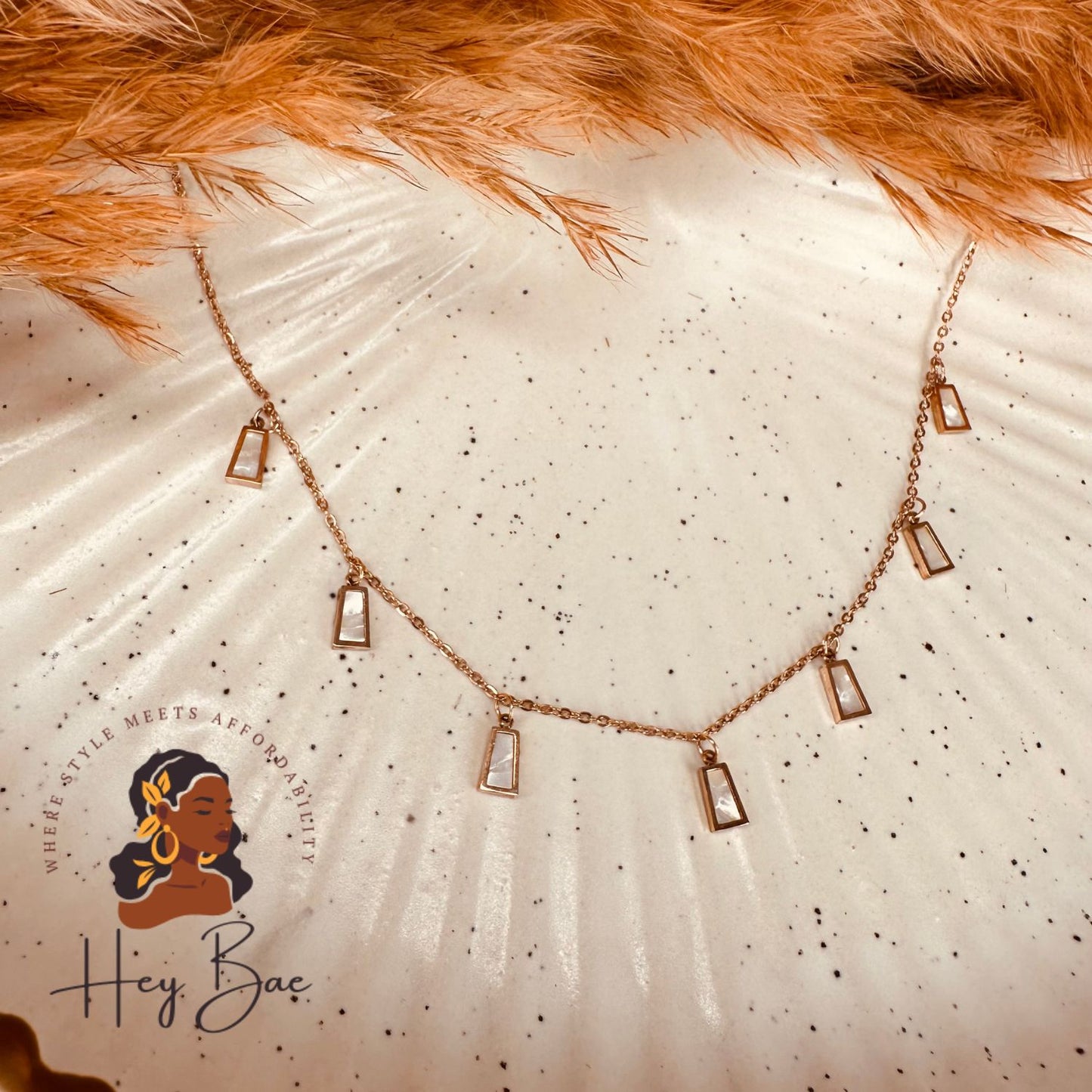 HeyBae Anti Tarnish Rose Gold Stainless Steel Necklace for Women & Girls