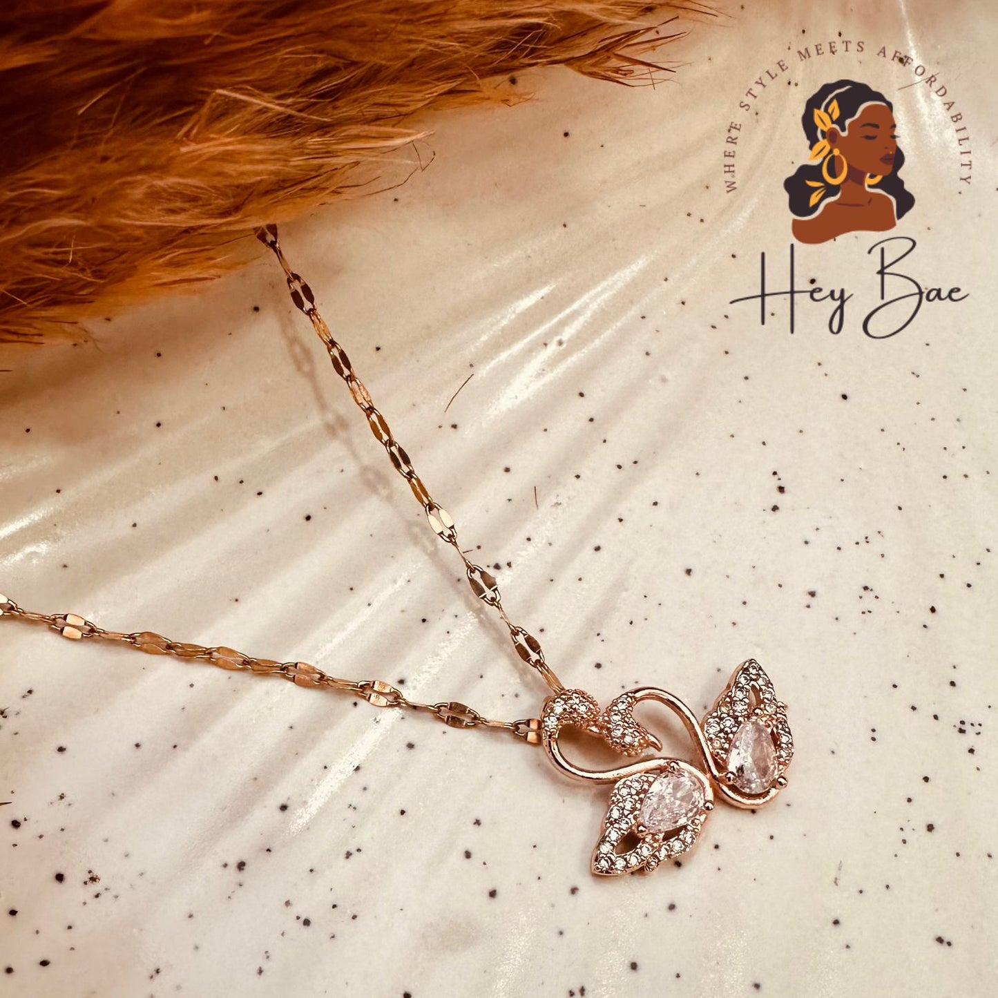 HeyBae Rose Gold Bowknot Pendant Necklace | Elegant Ethnic & Western Jewelry