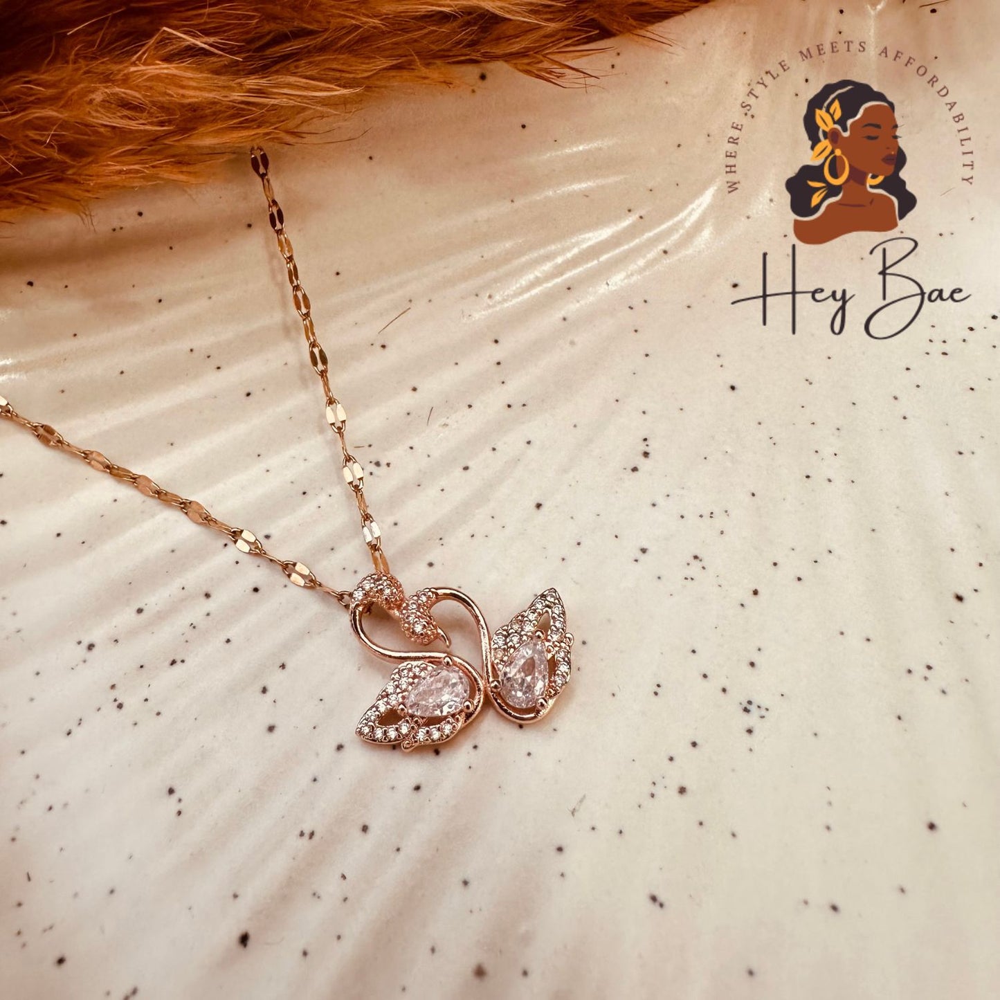 HeyBae Rose Gold Bowknot Pendant Necklace | Elegant Ethnic & Western Jewelry