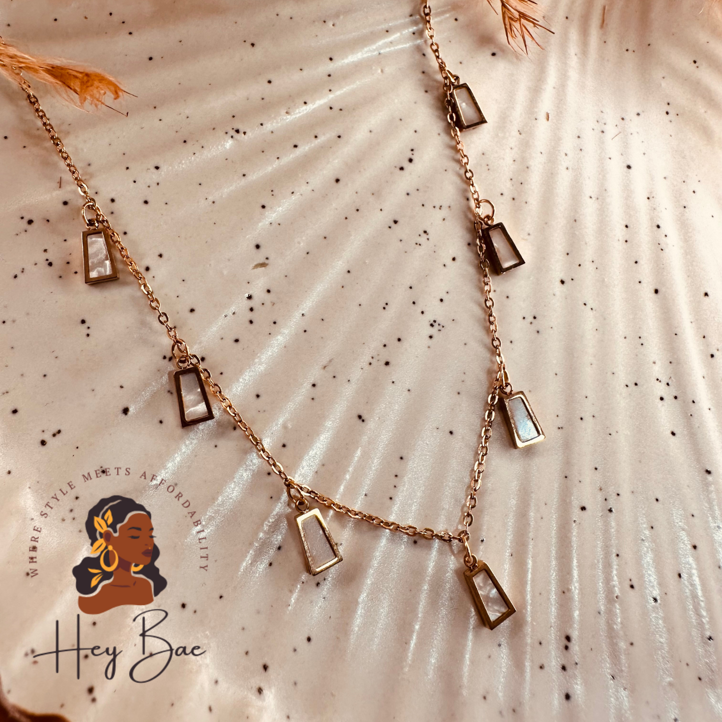 HeyBae Anti Tarnish Rose Gold Stainless Steel Necklace for Women & Girls