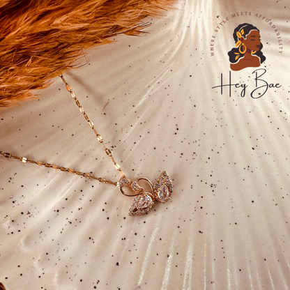 HeyBae Rose Gold Bowknot Pendant Necklace | Elegant Ethnic & Western Jewelry