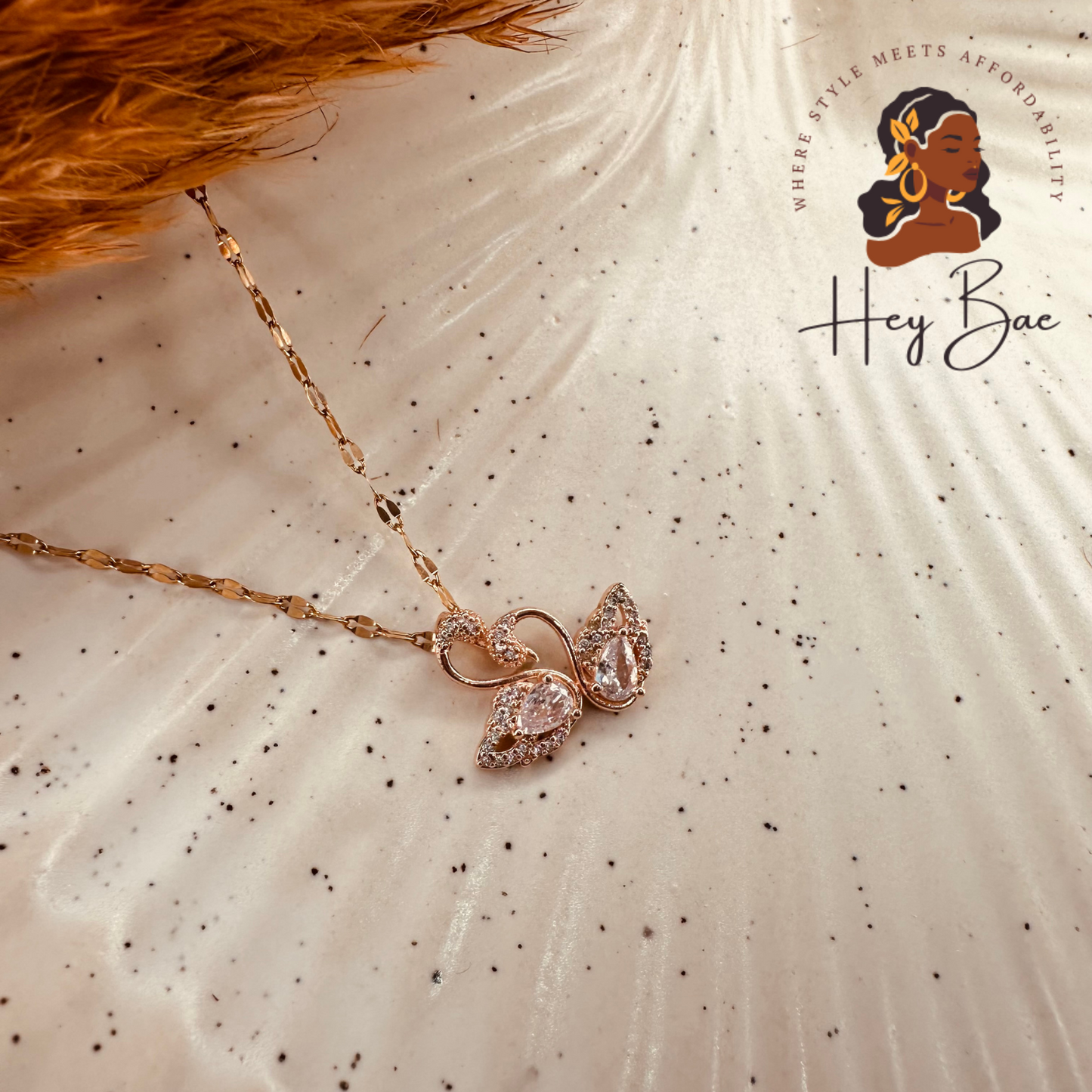 HeyBae Rose Gold Bowknot Pendant Necklace | Elegant Ethnic & Western Jewelry